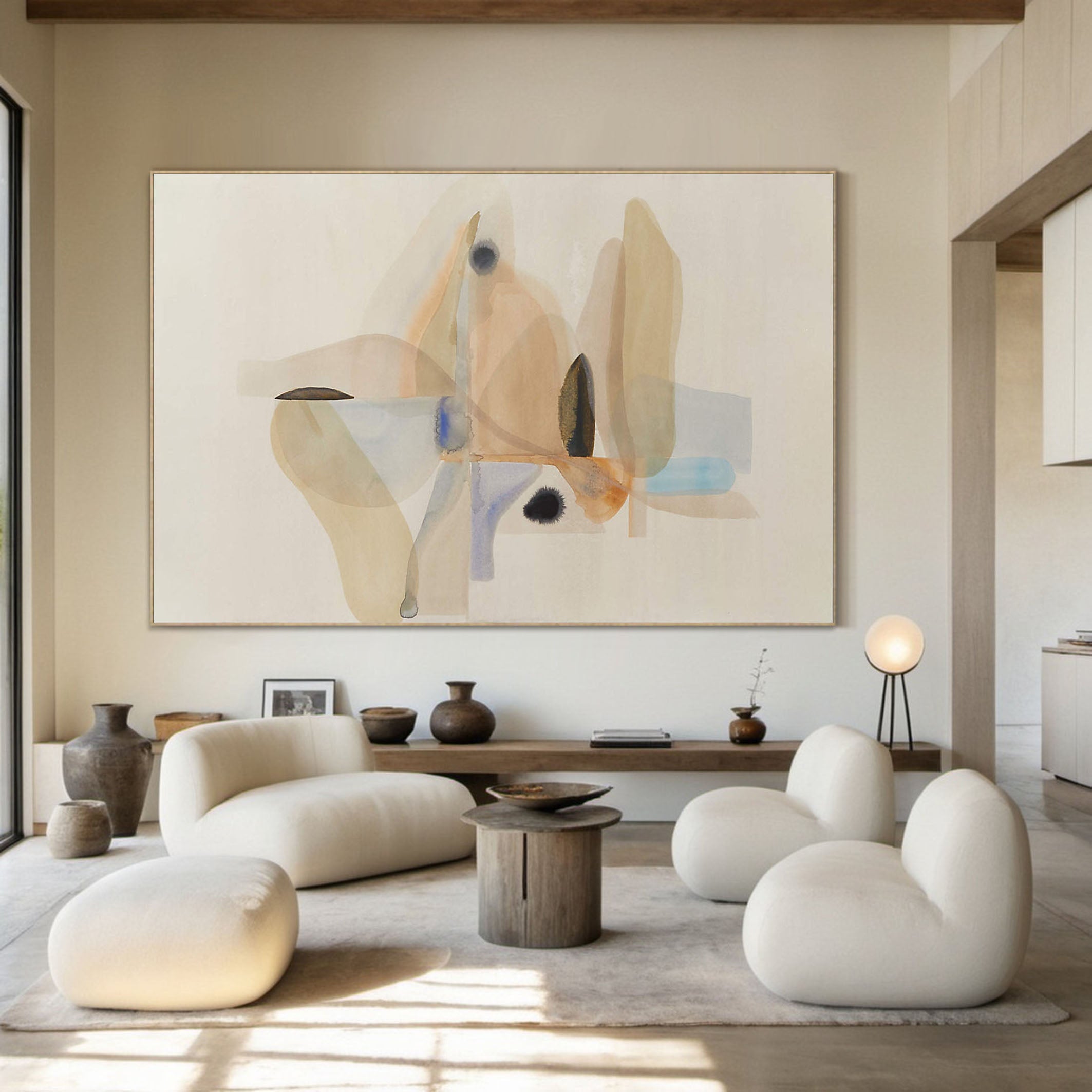 Soft Organic Shapes in Neutral Tones, Subtle Color Abstraction #MM371