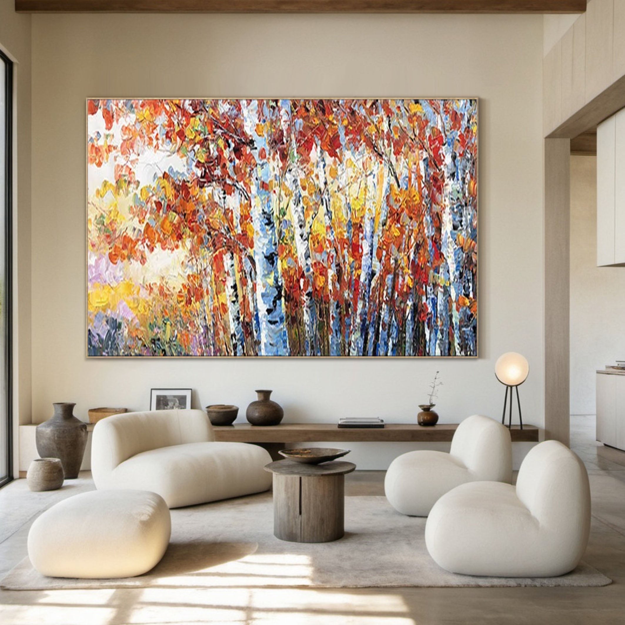 Bold Autumn Landscape Painting for Sophisticated Homes #TP042