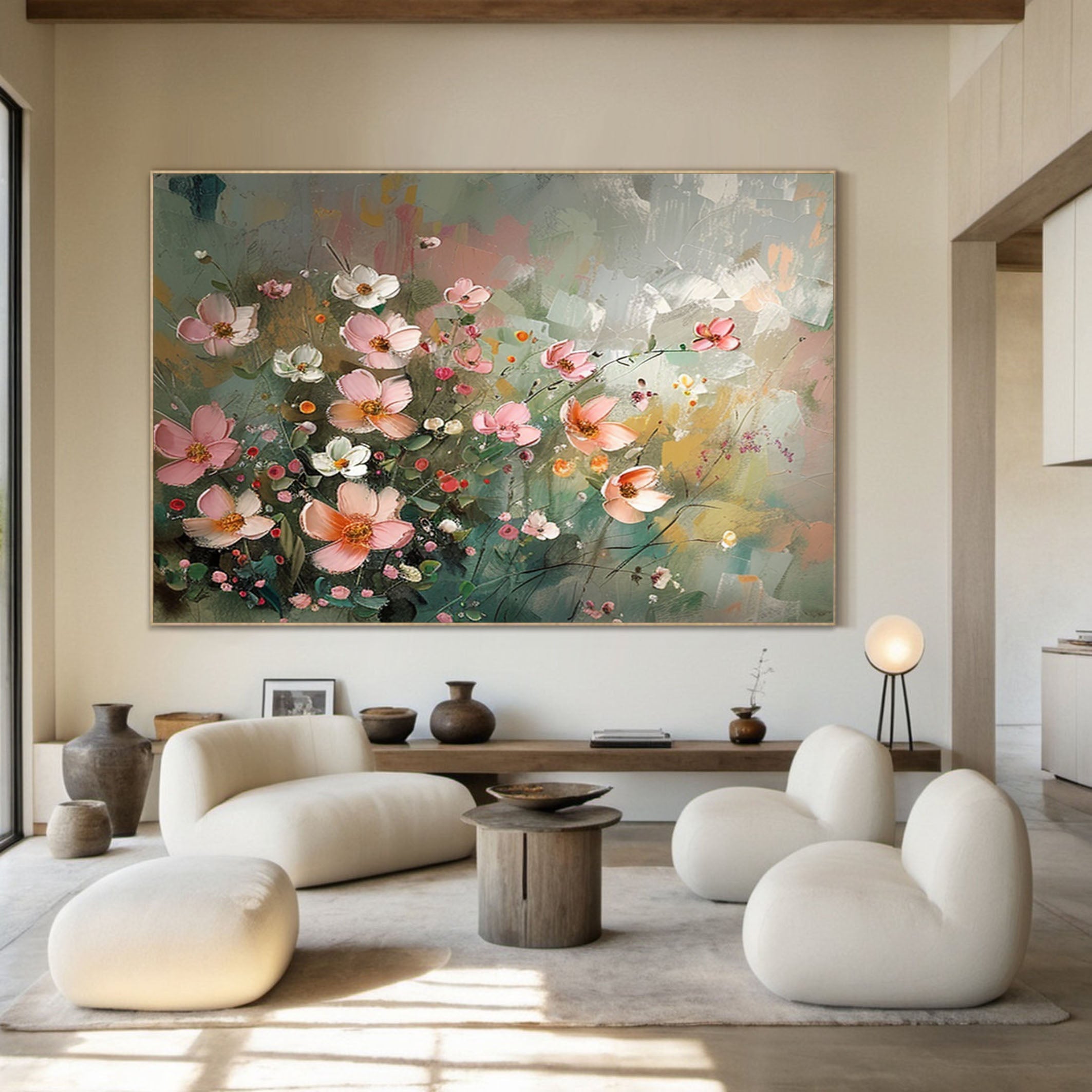 Large Canvas Flower Painting for Home Decor #FB014