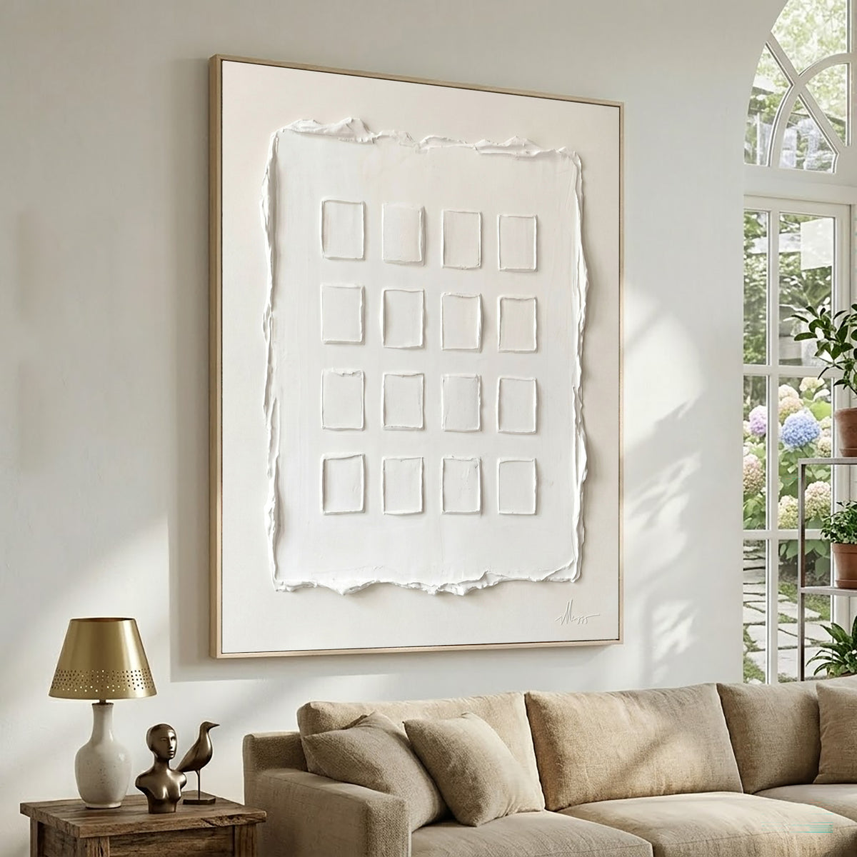 The Language Of White Large Abstract Wall Art Textured Relief Minimalist Contemporary Luxury Interior Artwork