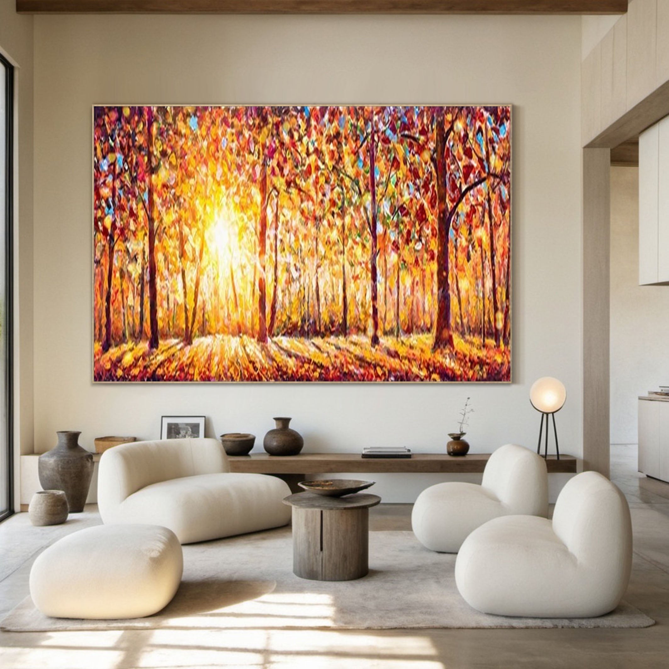 Vibrant Autumn Forest Painting for Modern Interiors #TP041