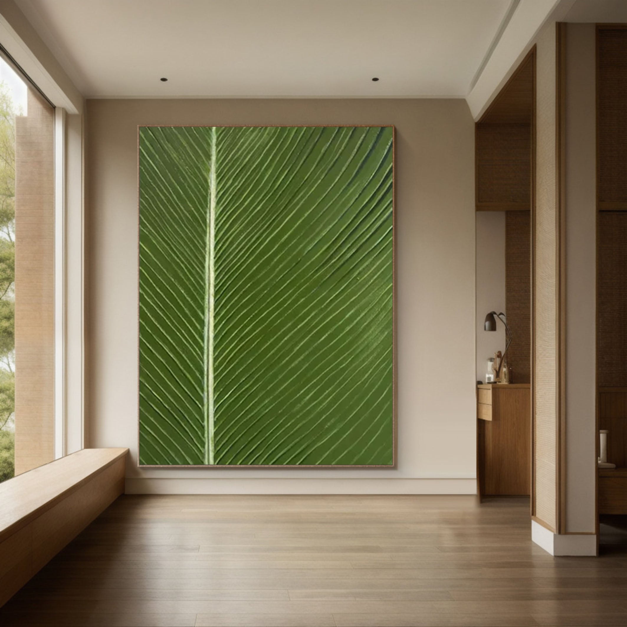 Green Leaf Wall Art Nature-Inspired Canvas Decor #FB033