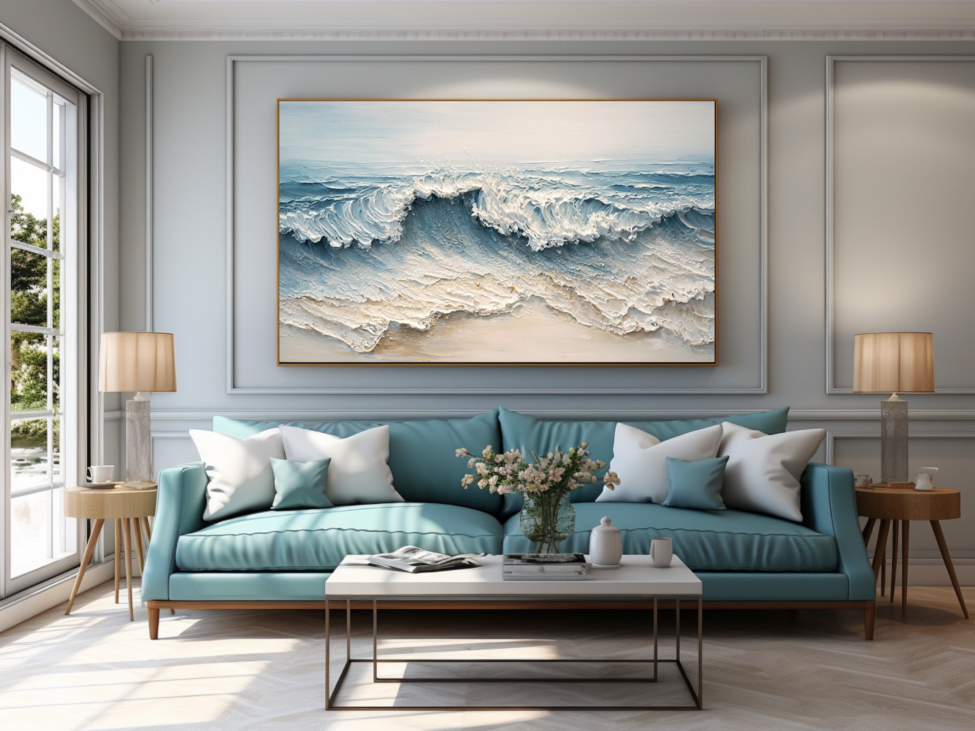 Large Coastal Abstract Art with Rich Textures #AG 008