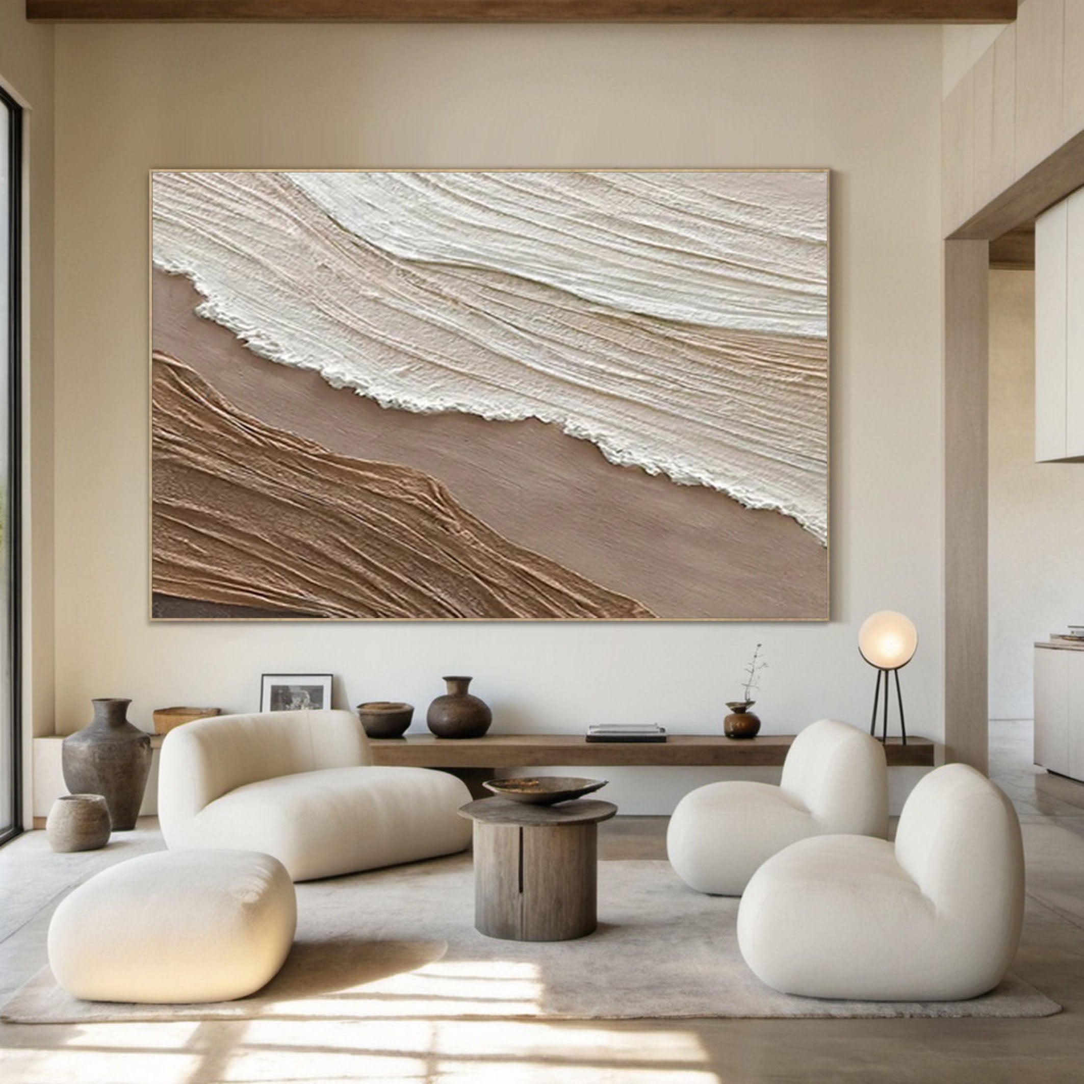 Dynamic Textured Wave Painting for Modern Homes #OP062