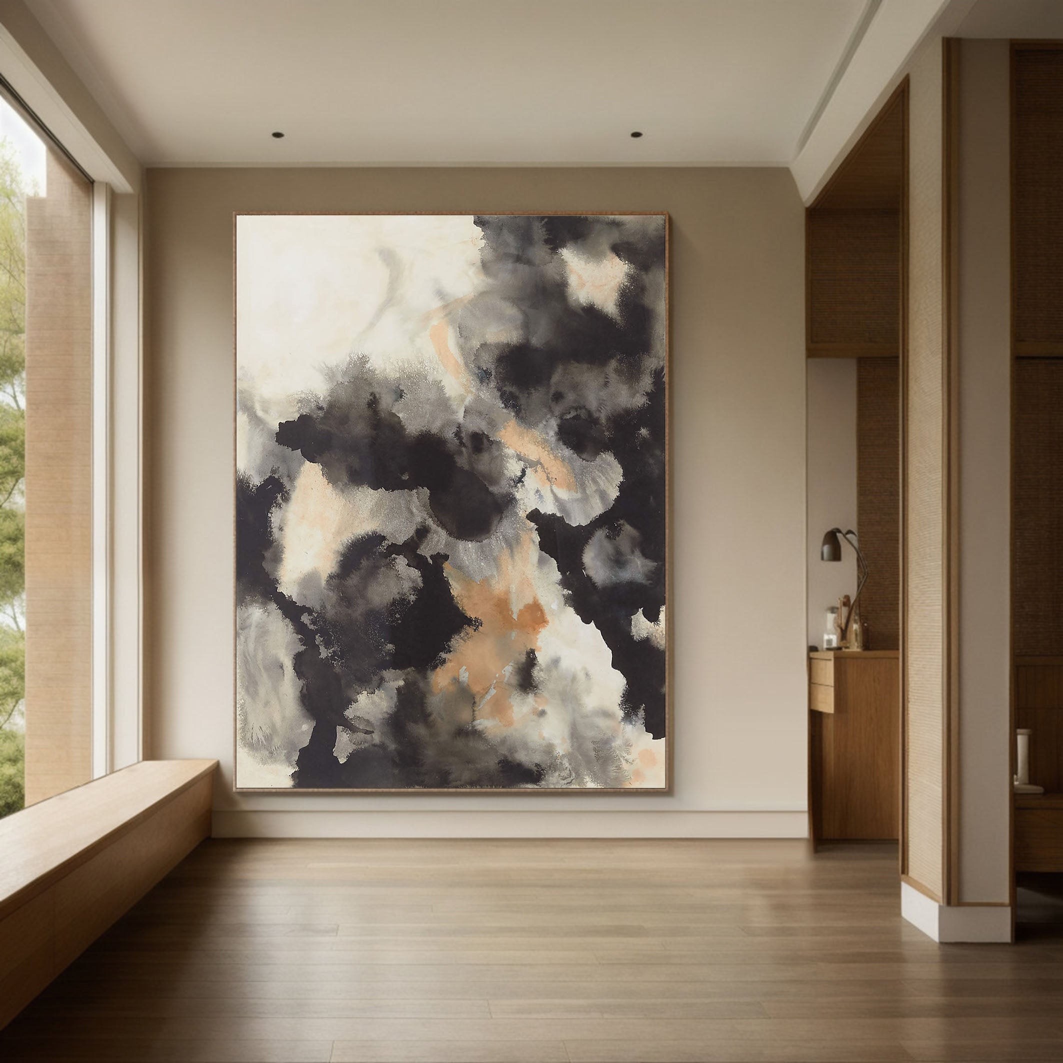 Light and Dark Abstract Cloud Forms, Contemporary Art #MM360