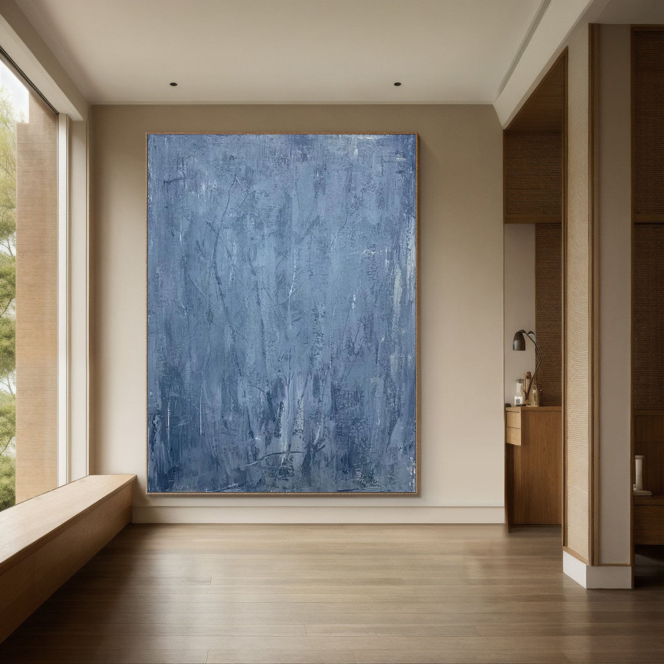 Serene Blue Abstract Wabi Sabi Wall Art for Modern Interiors #MM179