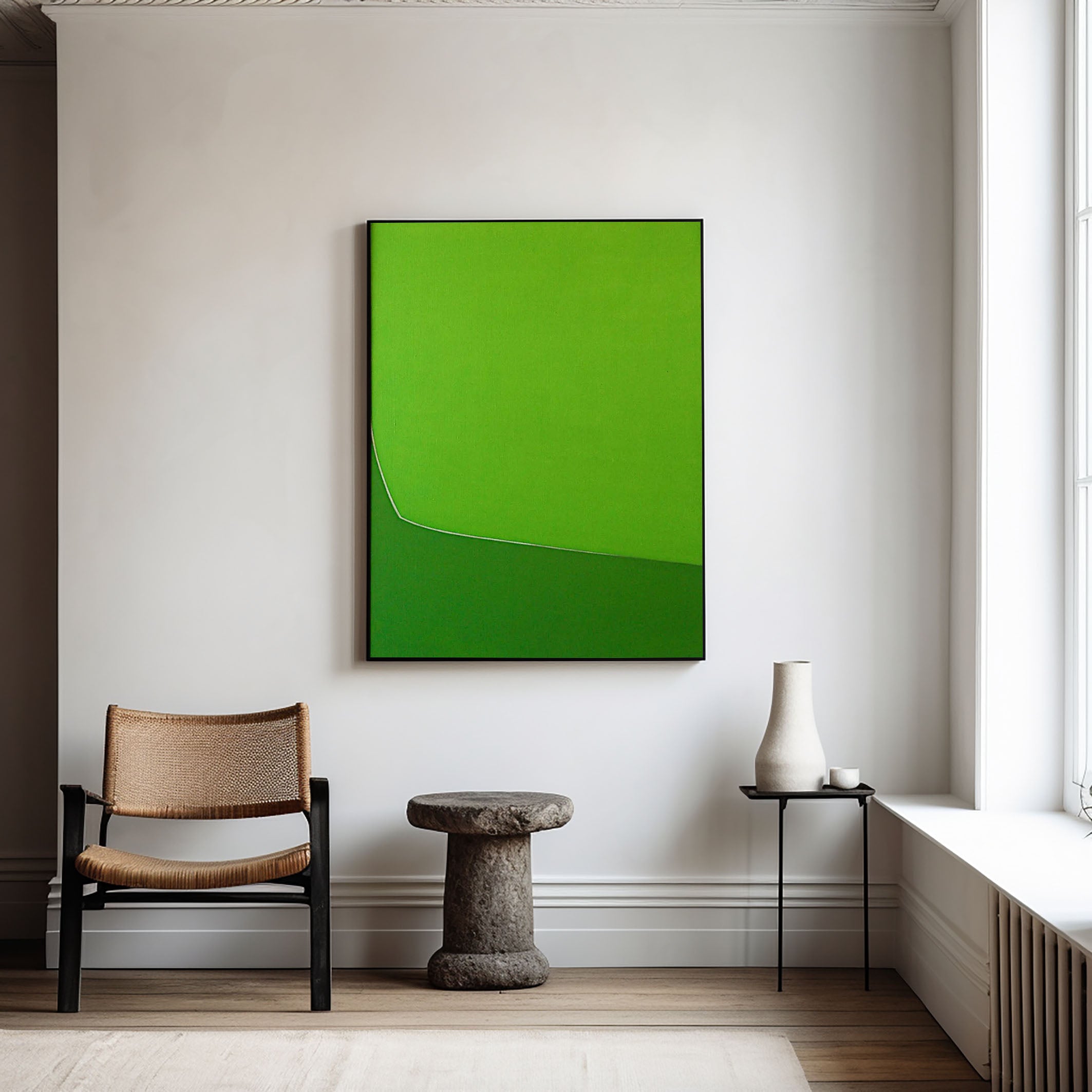 Vibrant Green Abstract Wall Art Bold Minimalist Canvas  #AB018