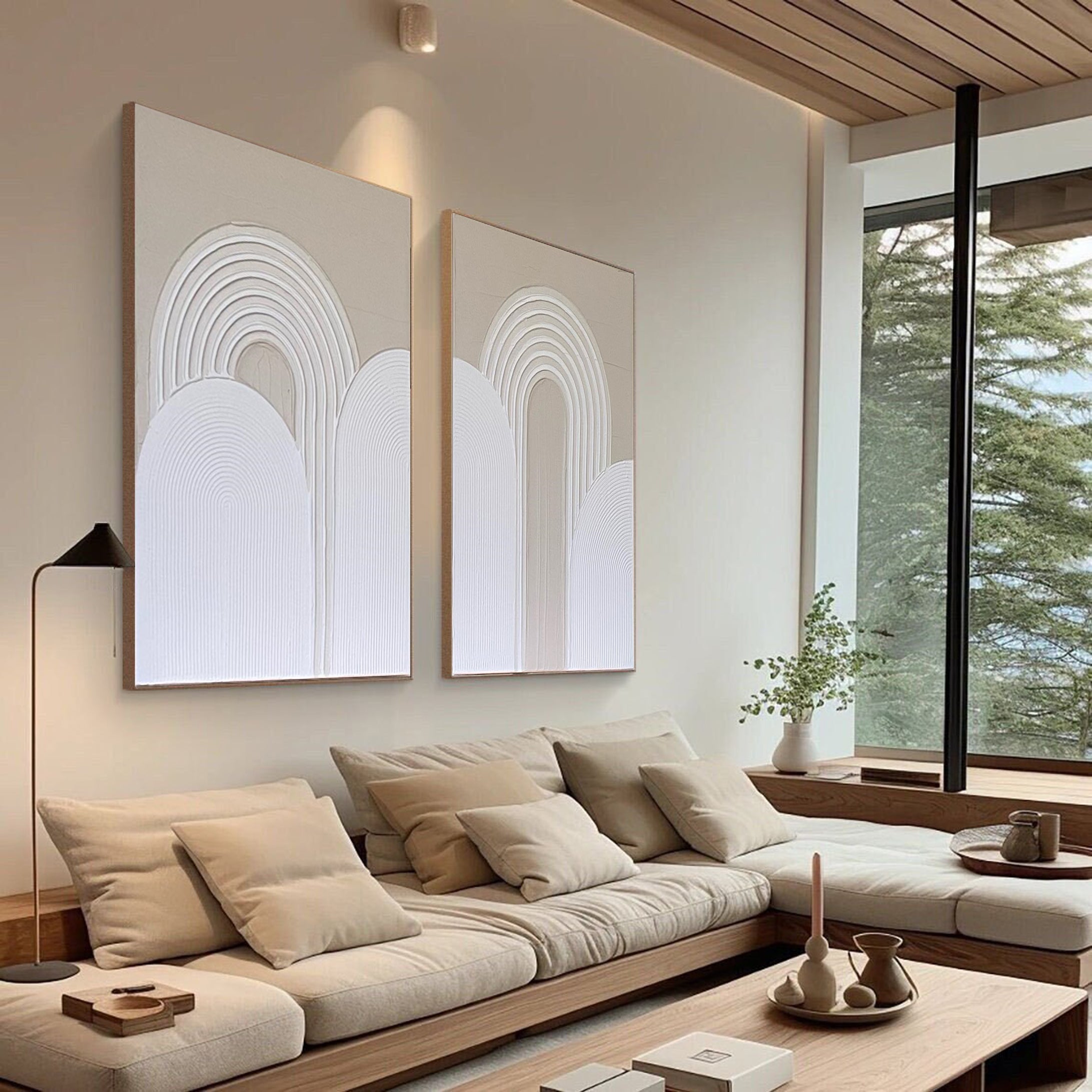 Modern Circular Motifs Wall Art Chic Neutral Tones #MMS049