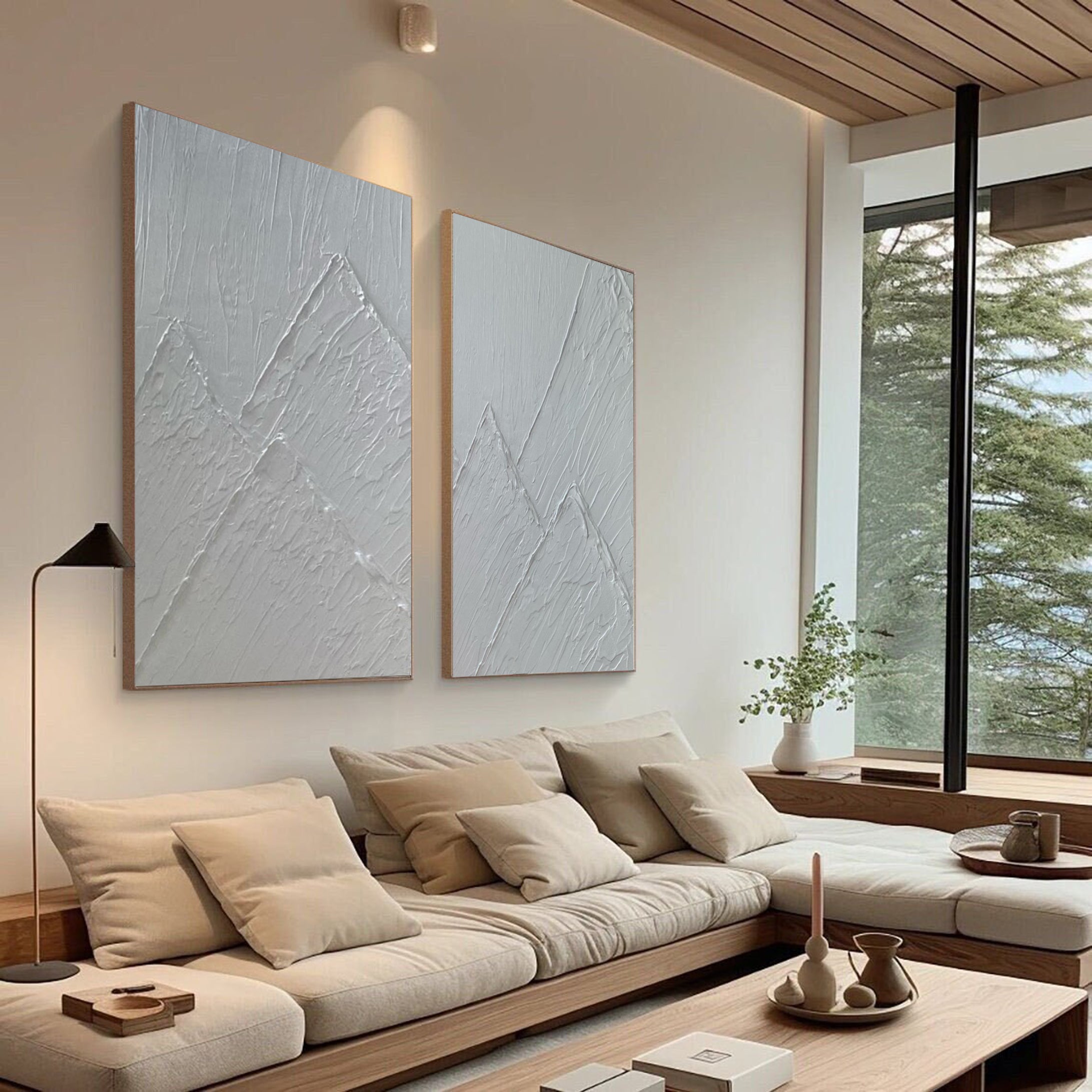 Textured Abstract Mountain Art Modern Luxury Wall Decor #MMS022