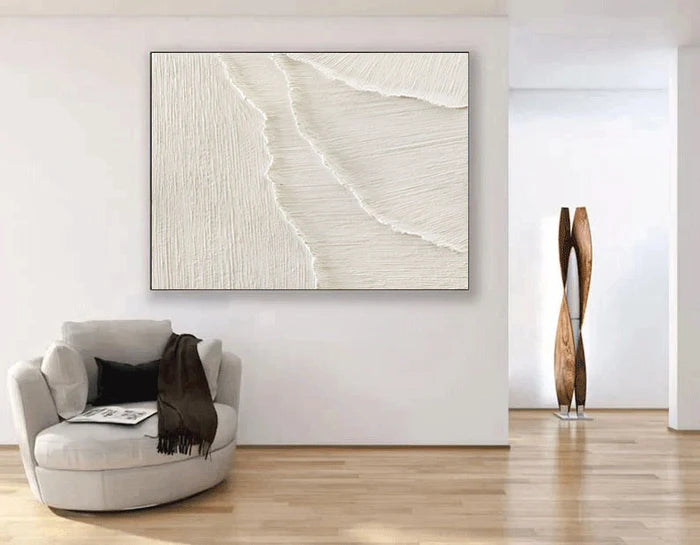 Large Minimal Textured Abstract Wall Art Hand Painted Plaster Oil Painting Neutral Contemporary Artwork Modern Luxury Home Decor
