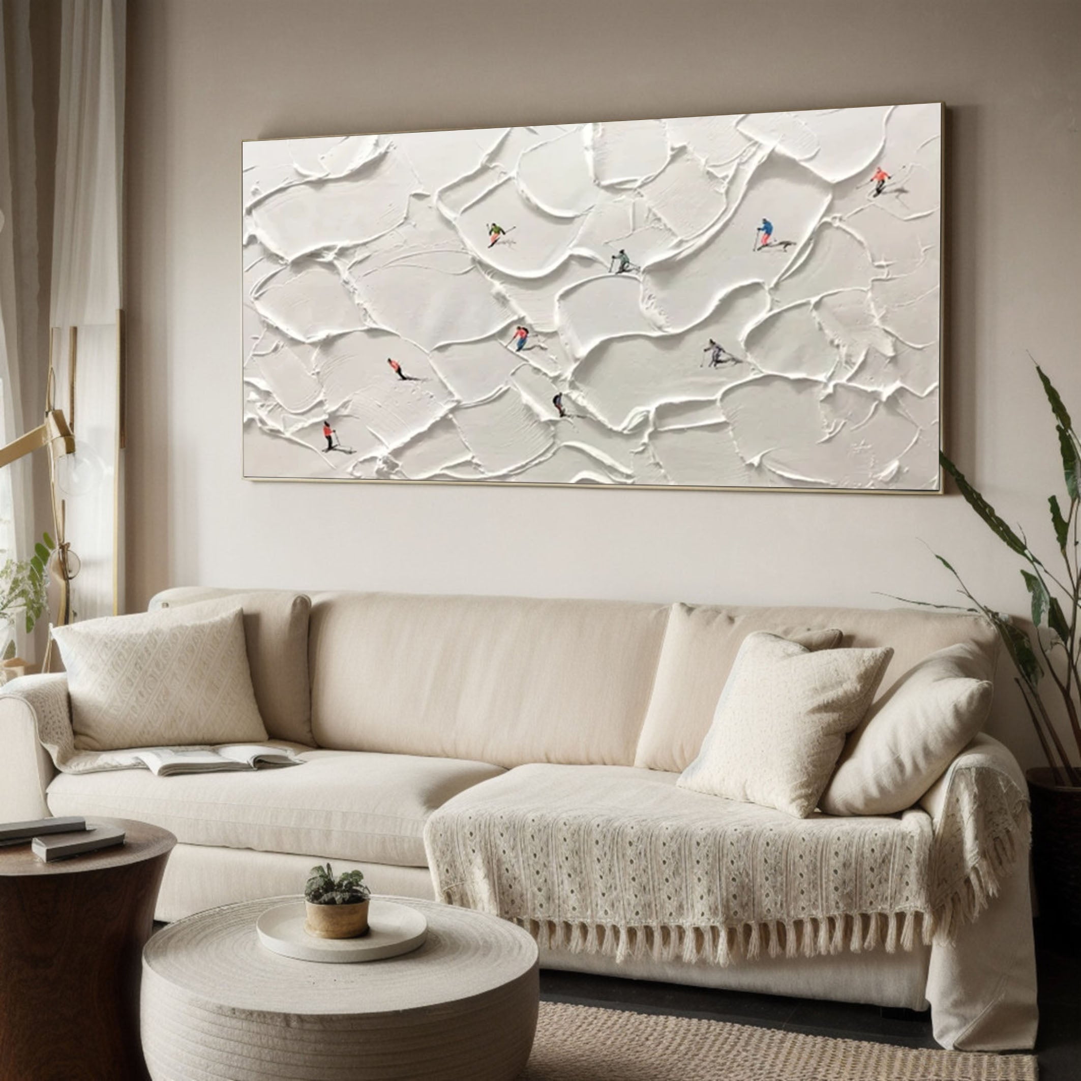 Vibrant Skiing Textured Artwork for Stylish Living Spaces #SPA008