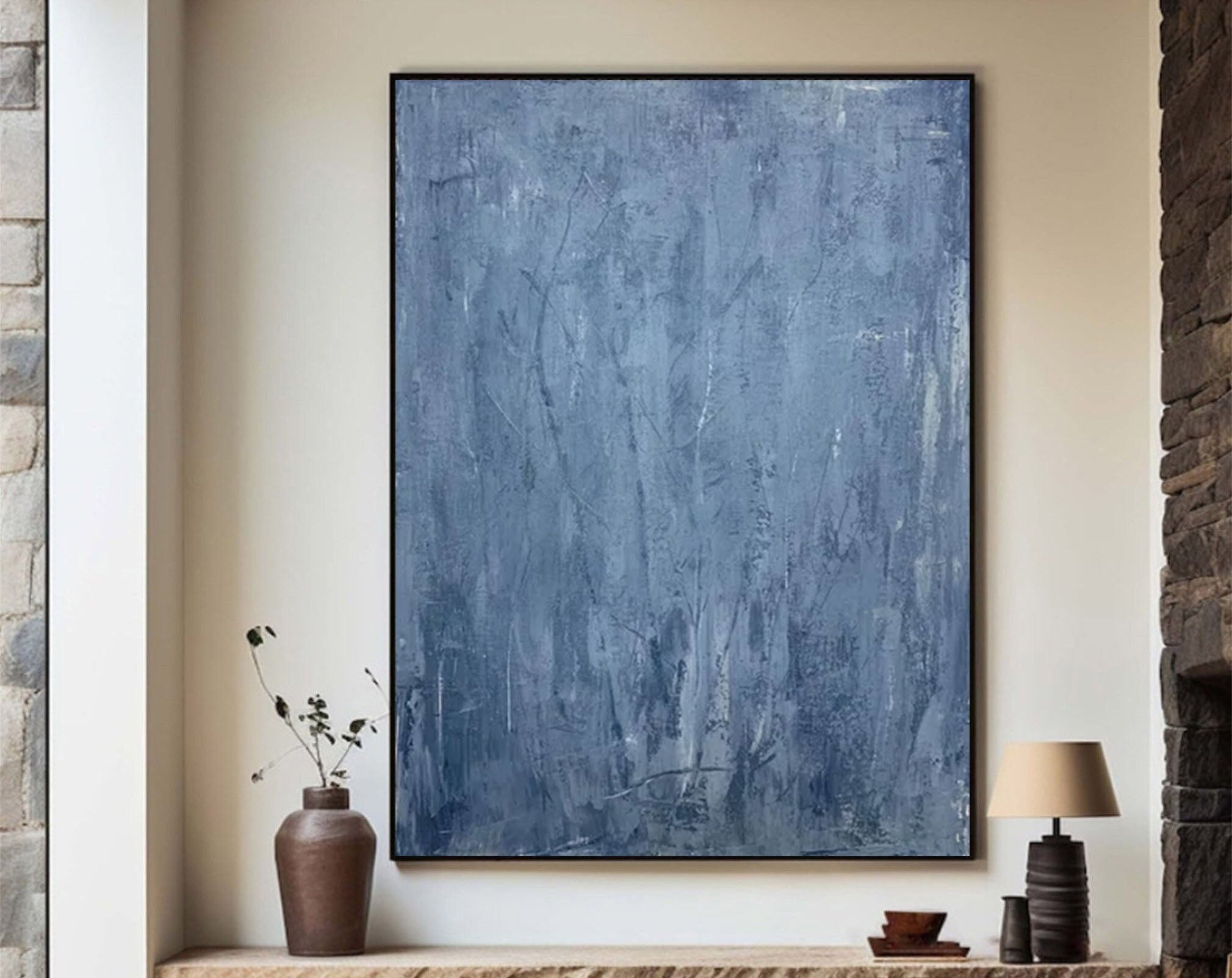 Serene Blue Abstract Wabi Sabi Wall Art for Modern Interiors #MM179