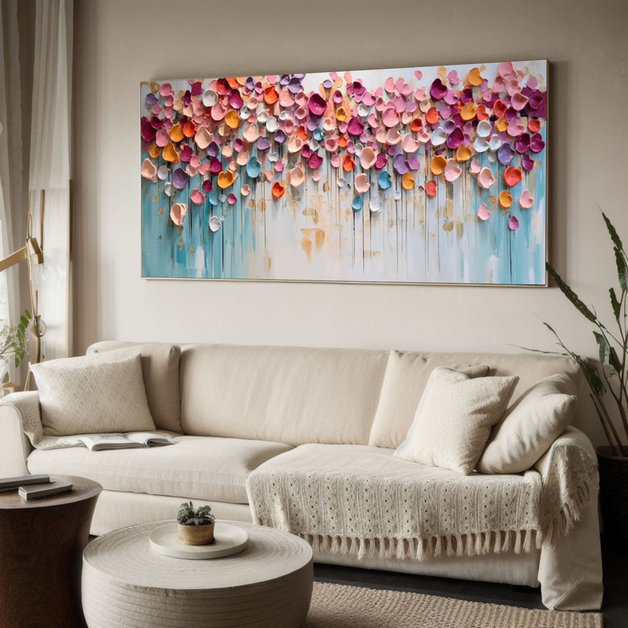 Textured Floral Abstract Art for Living Room #FB034