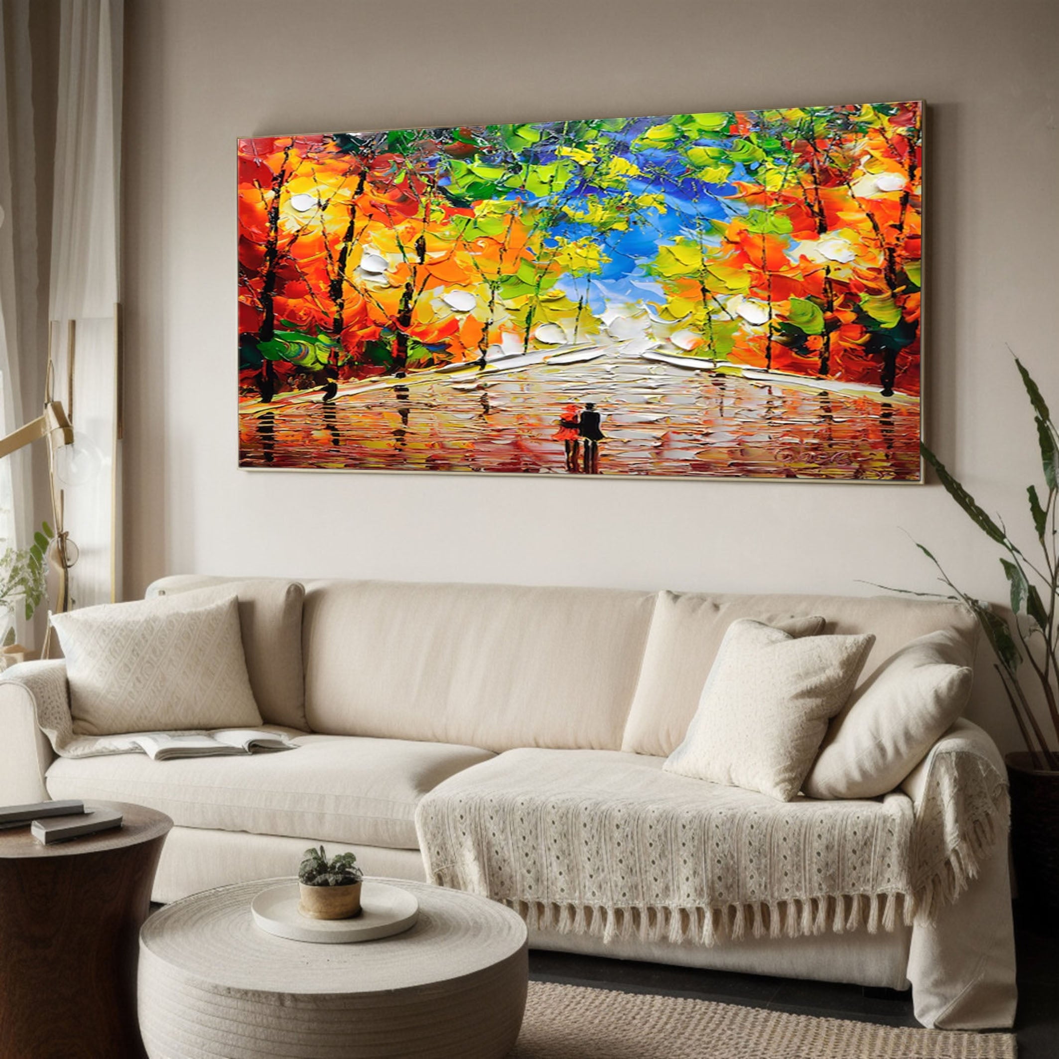 Elegant Modern Forest Painting for Chic Home Design #TP044