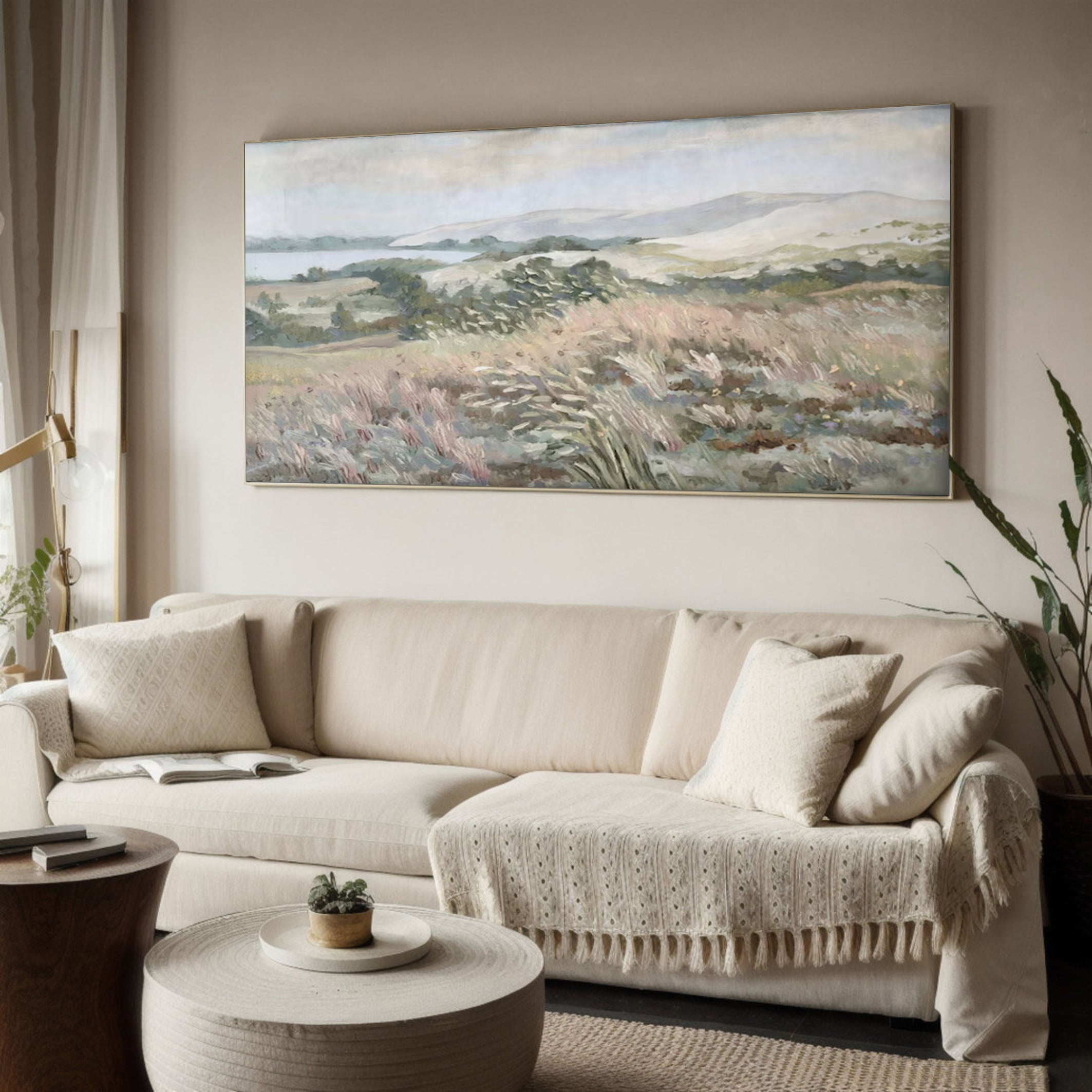 Serene Countryside Art Large Landscape Canvas for Home #AB059