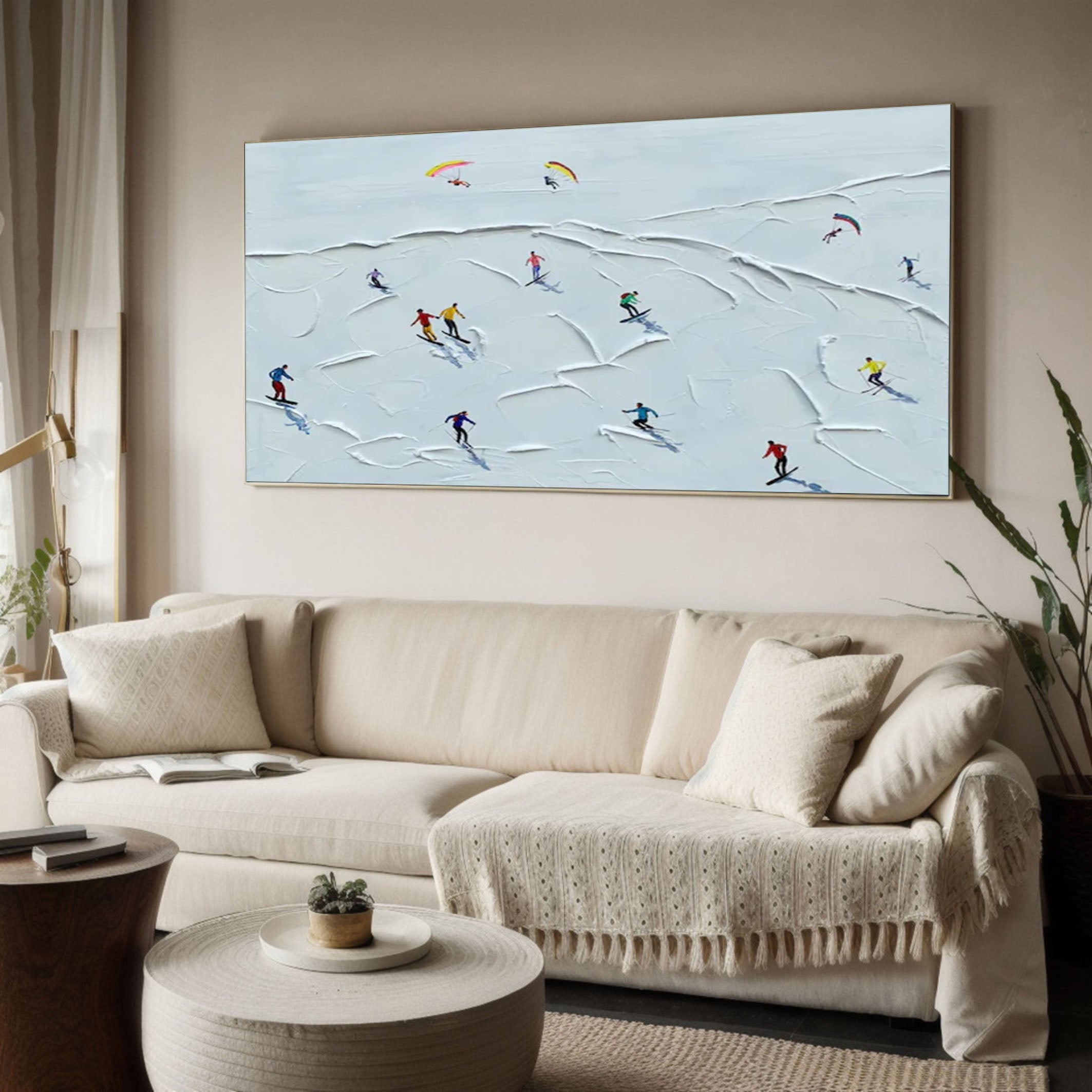 Dynamic Winter Sports Textured Artwork for Active Interiors #SPA012