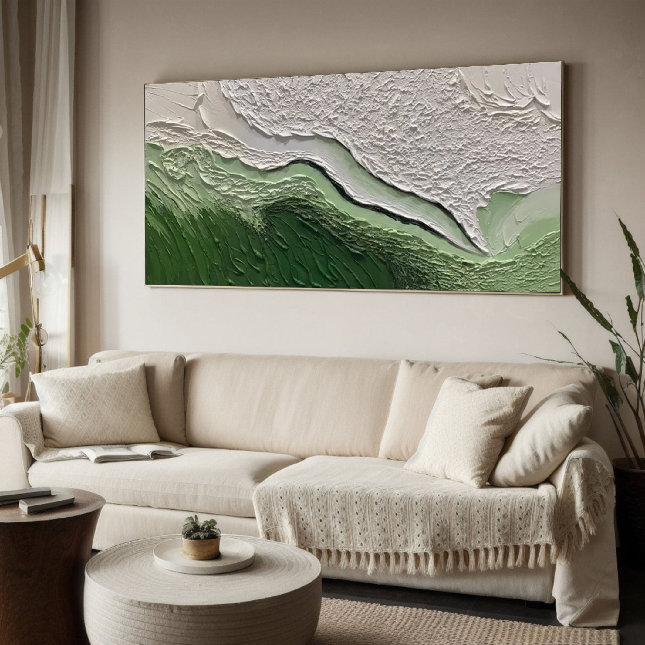 Green Landscape-Inspired Abstract Canvas for Home Decor #MM170