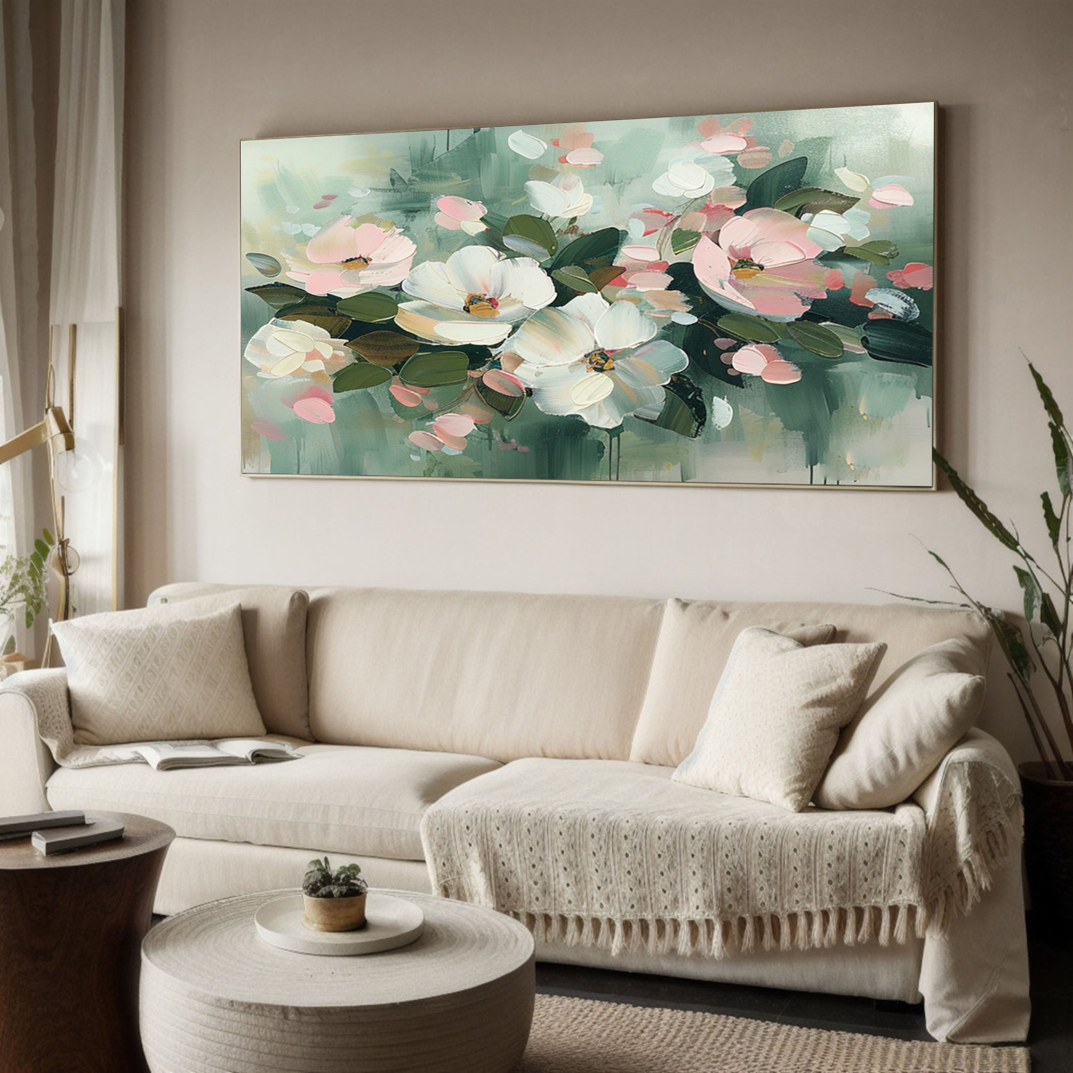 Vibrant Floral Wall Art Modern Abstract Flowers On Canvas #FB010