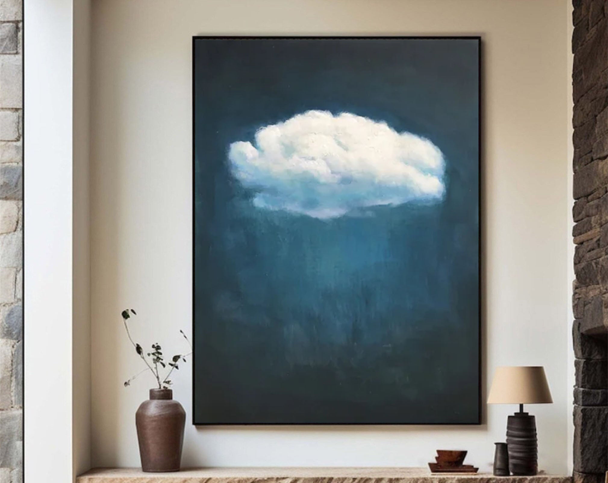 Minimalist Blue Cloudscape Canvas Wall Art #SP007