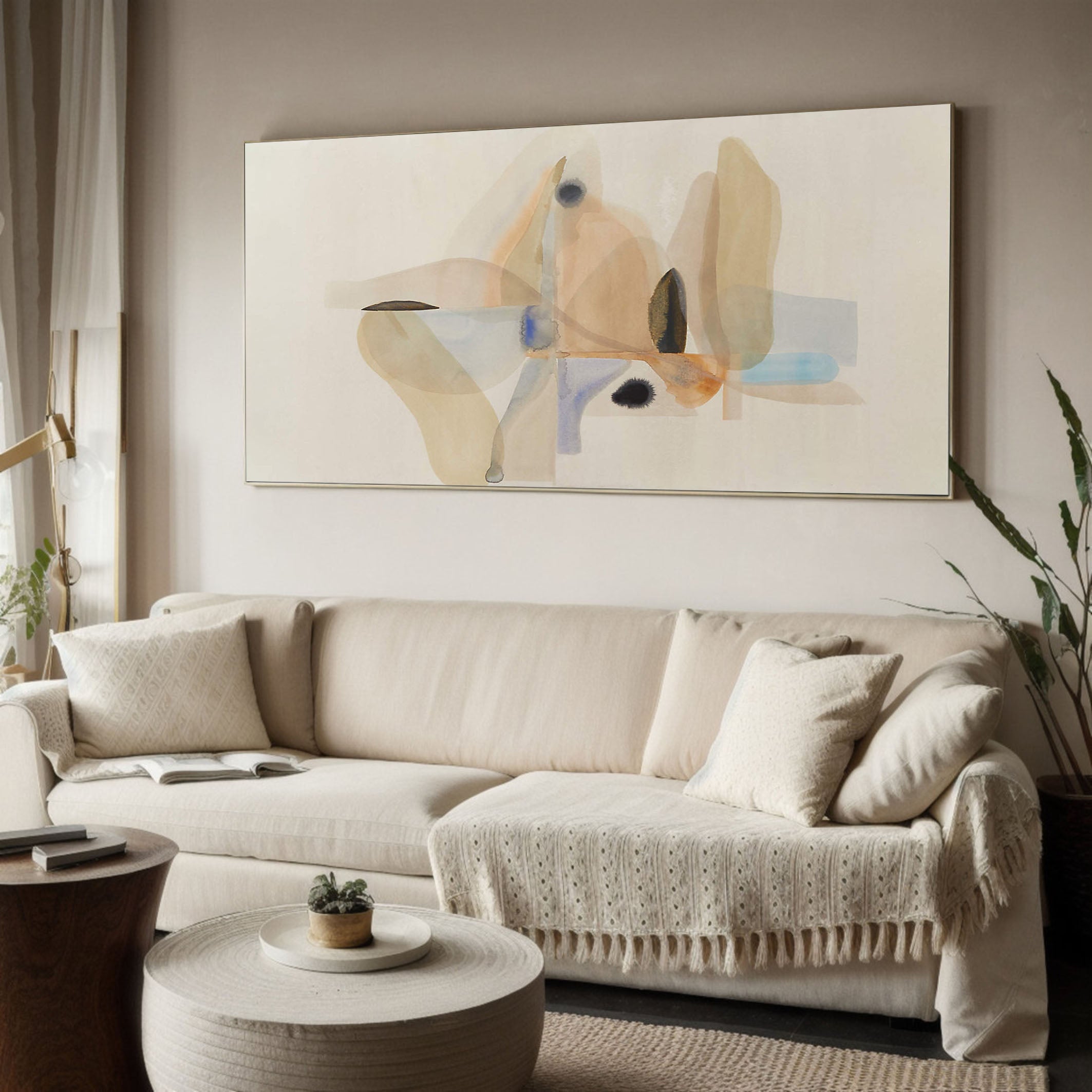 Soft Organic Shapes in Neutral Tones, Subtle Color Abstraction #MM371