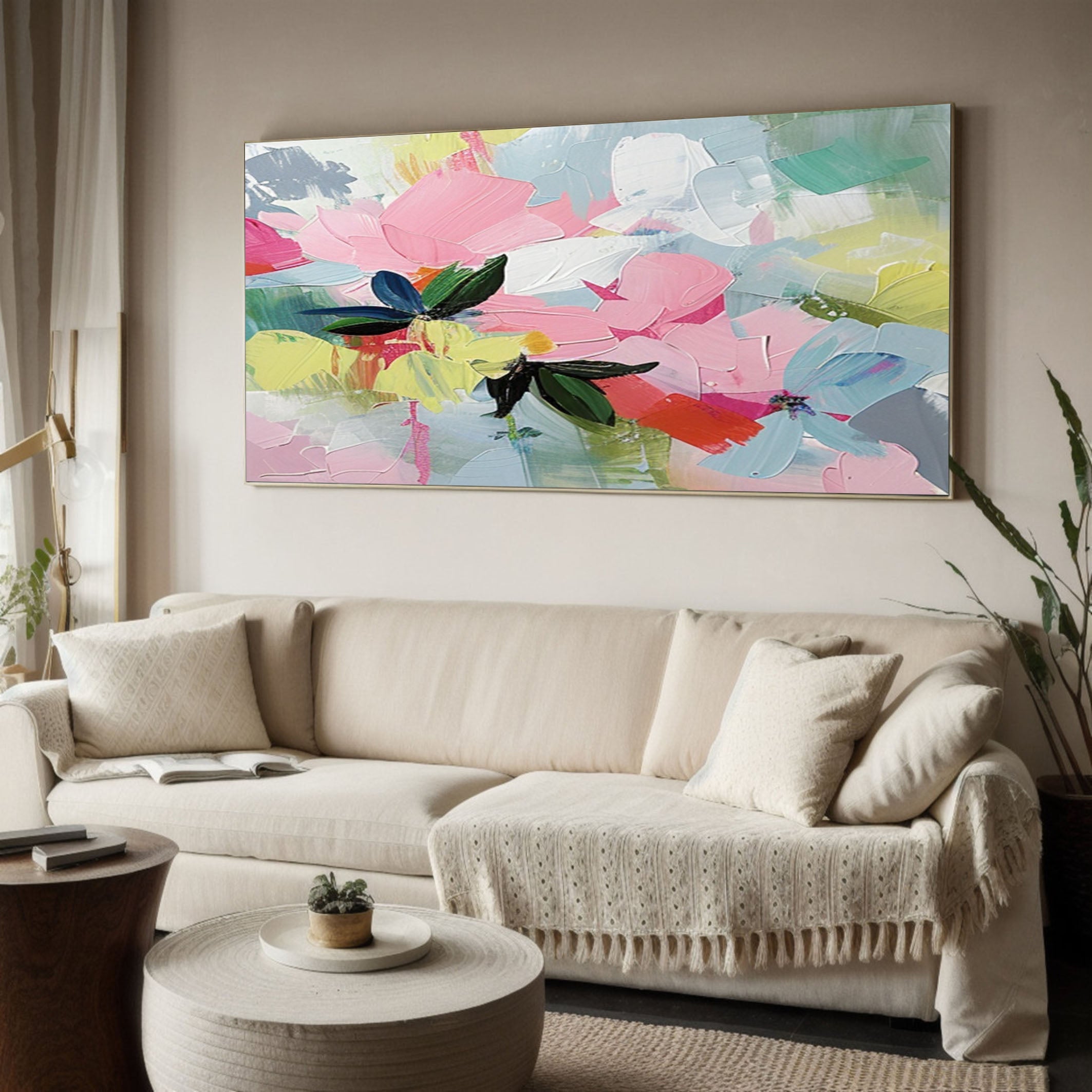 Modern Abstract Flower Painting for Living Room Walls #FB015