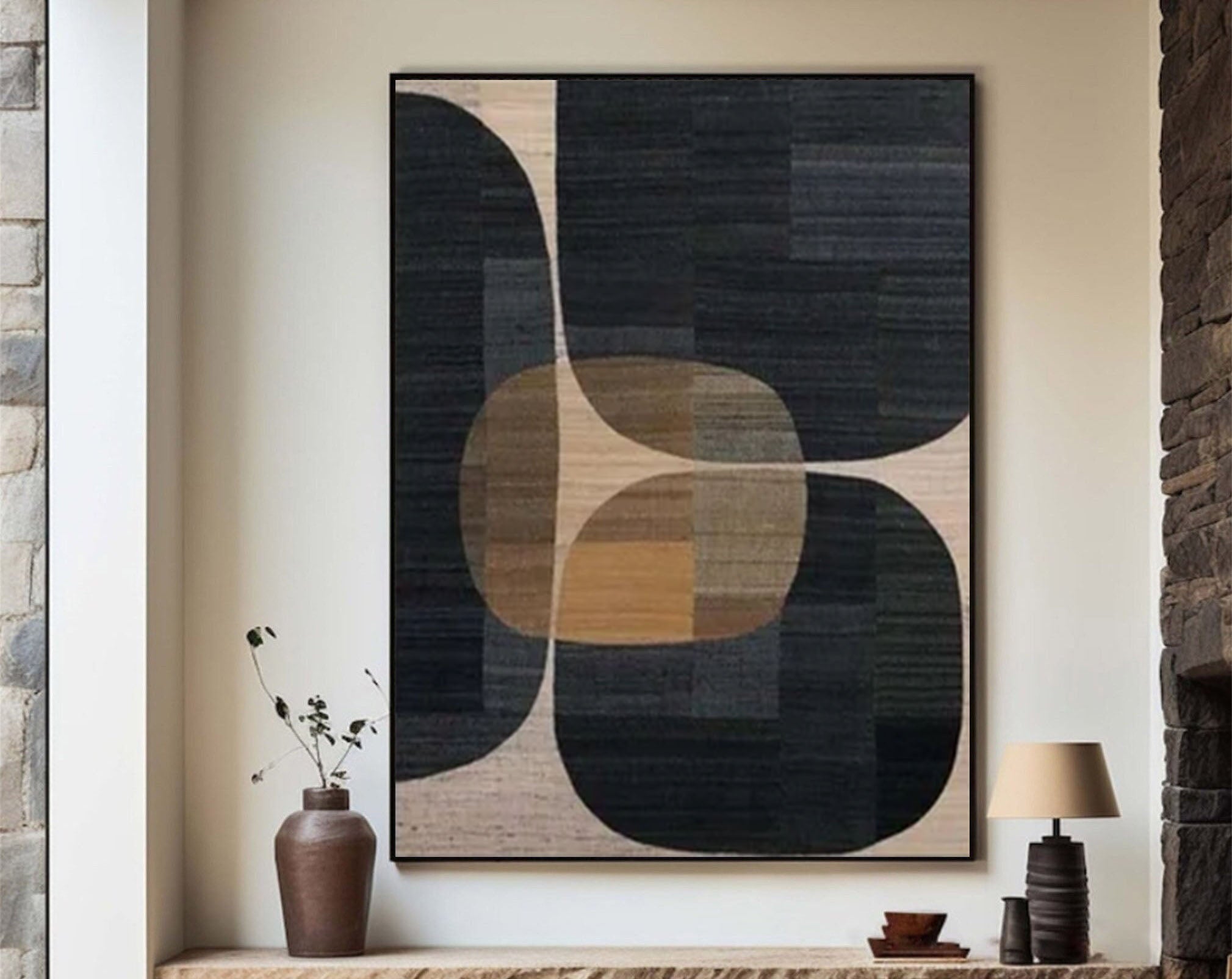 Sophisticated Geometric Abstract Wabi Sabi Painting #MM180