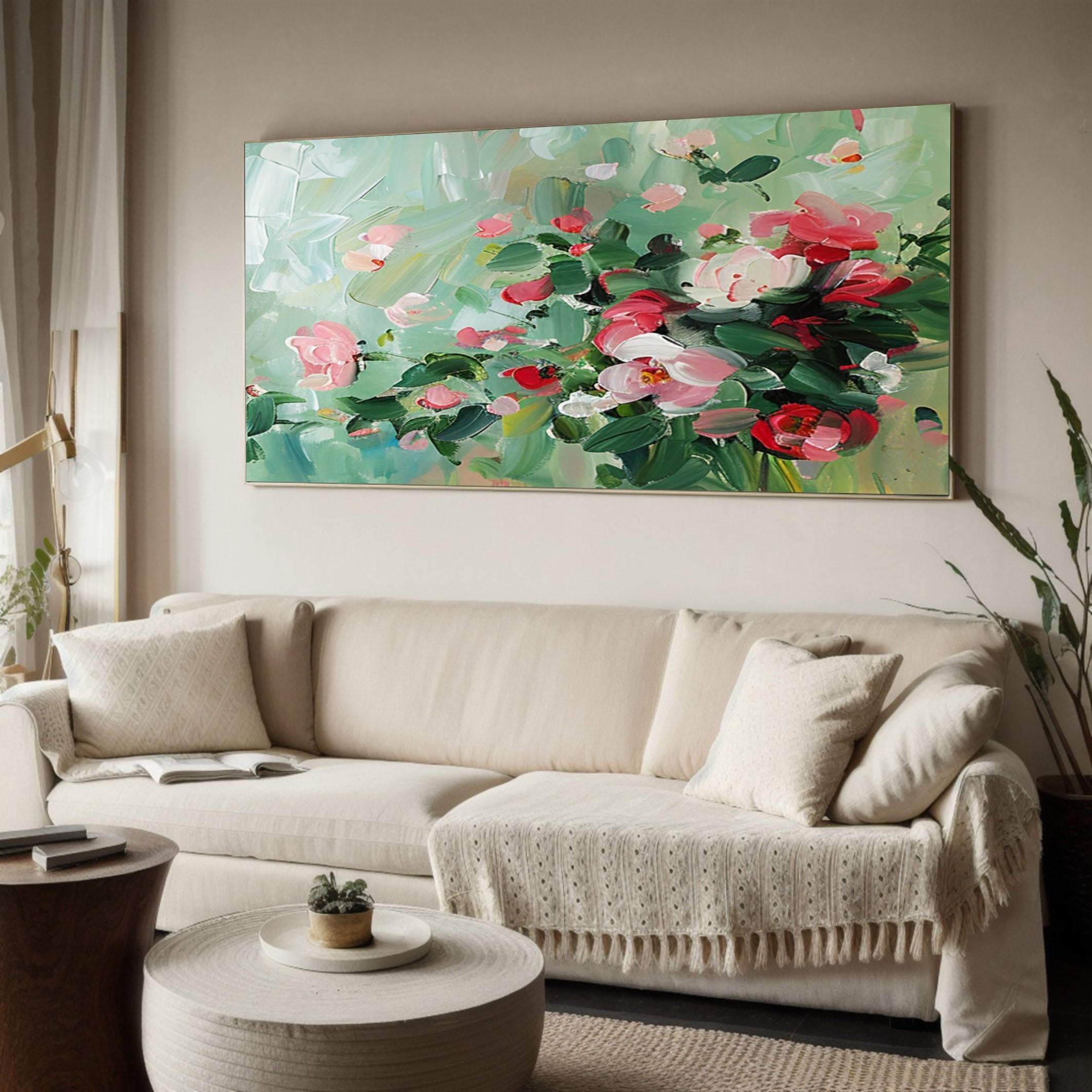 Vibrant Floral Wall Art Modern Abstract Flowers On Canvas #FB009