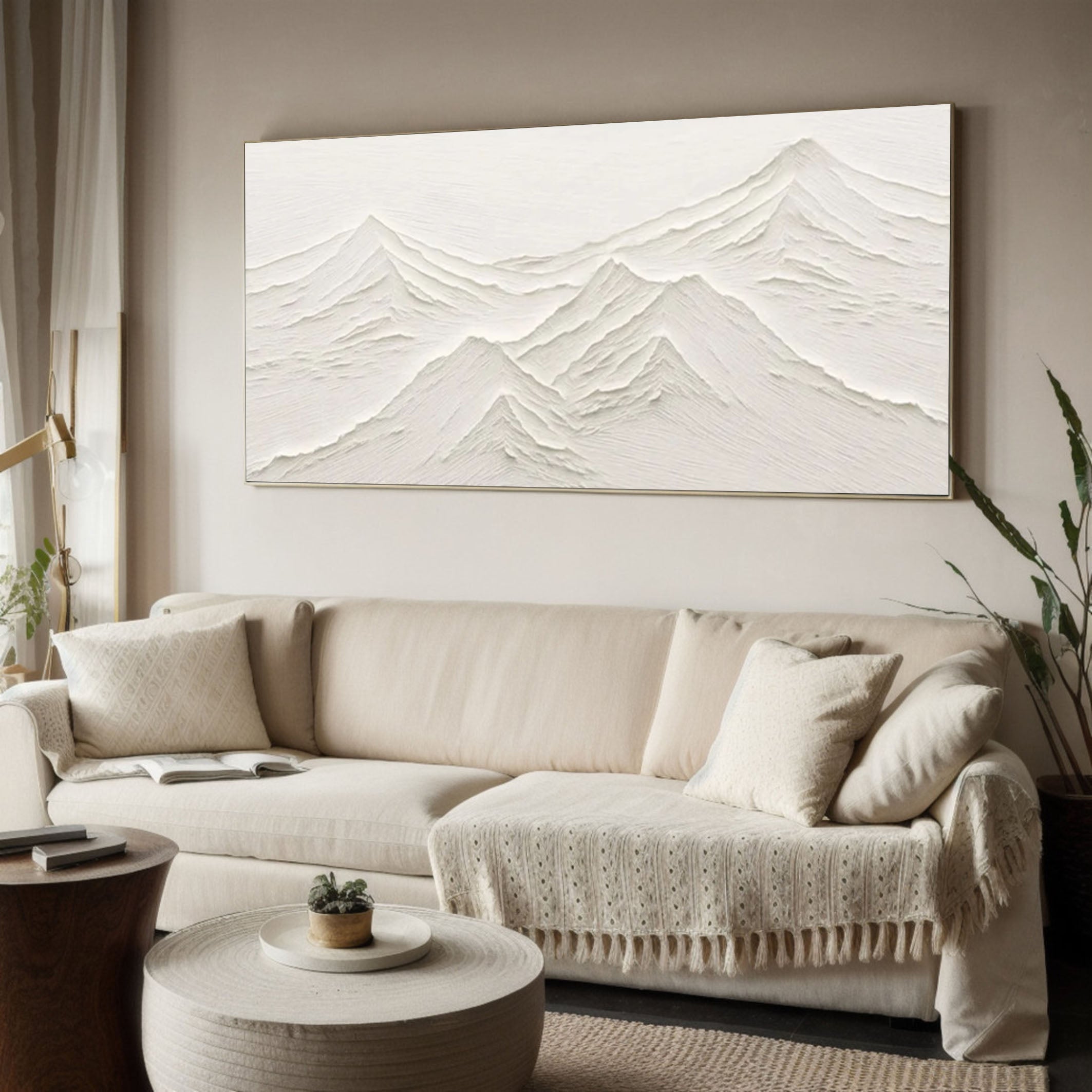 Serene Abstract White Mountain Painting for Modern Interiors #MM168