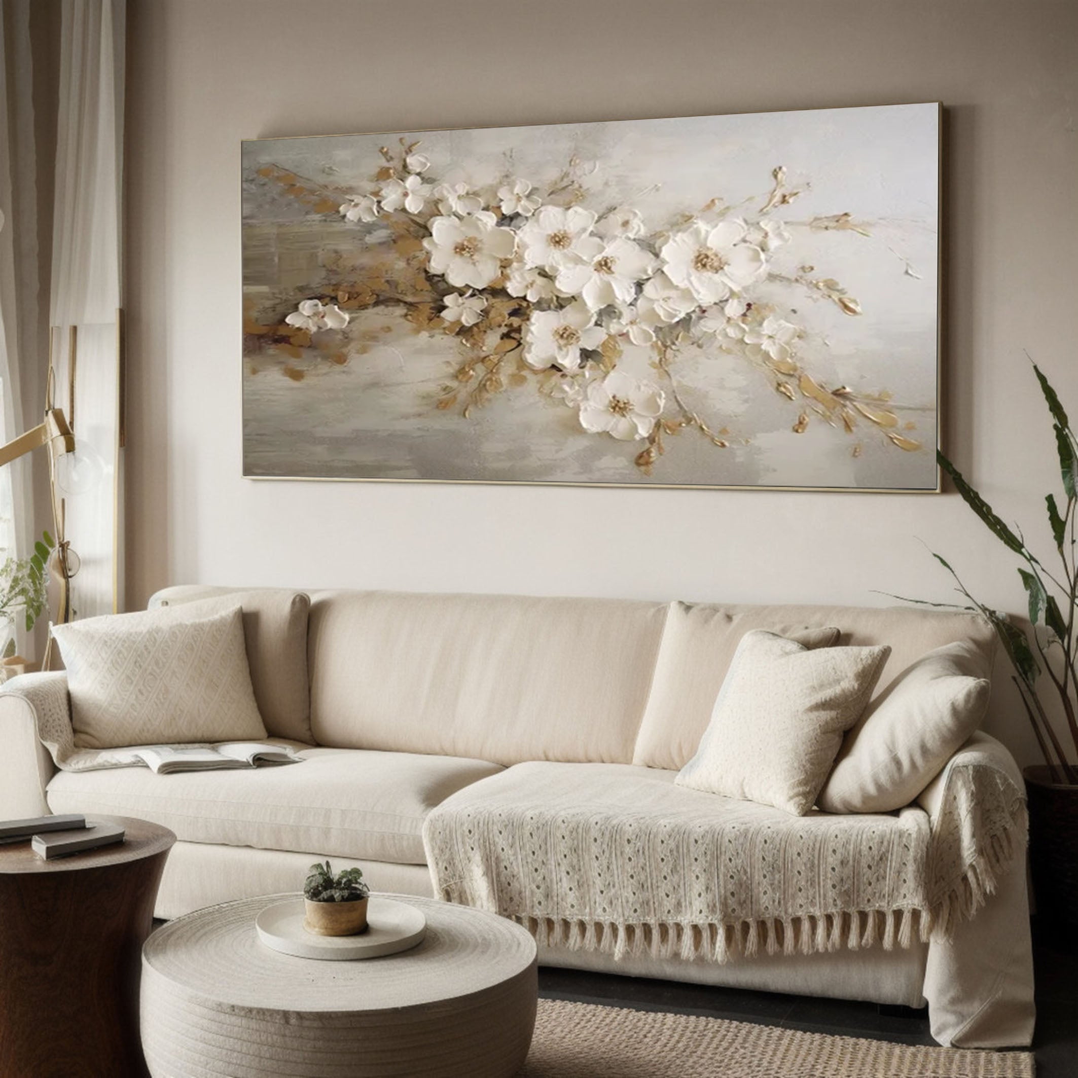 Serene Flower Canvas Painting for Minimalist Interiors Wall Decor #FB022