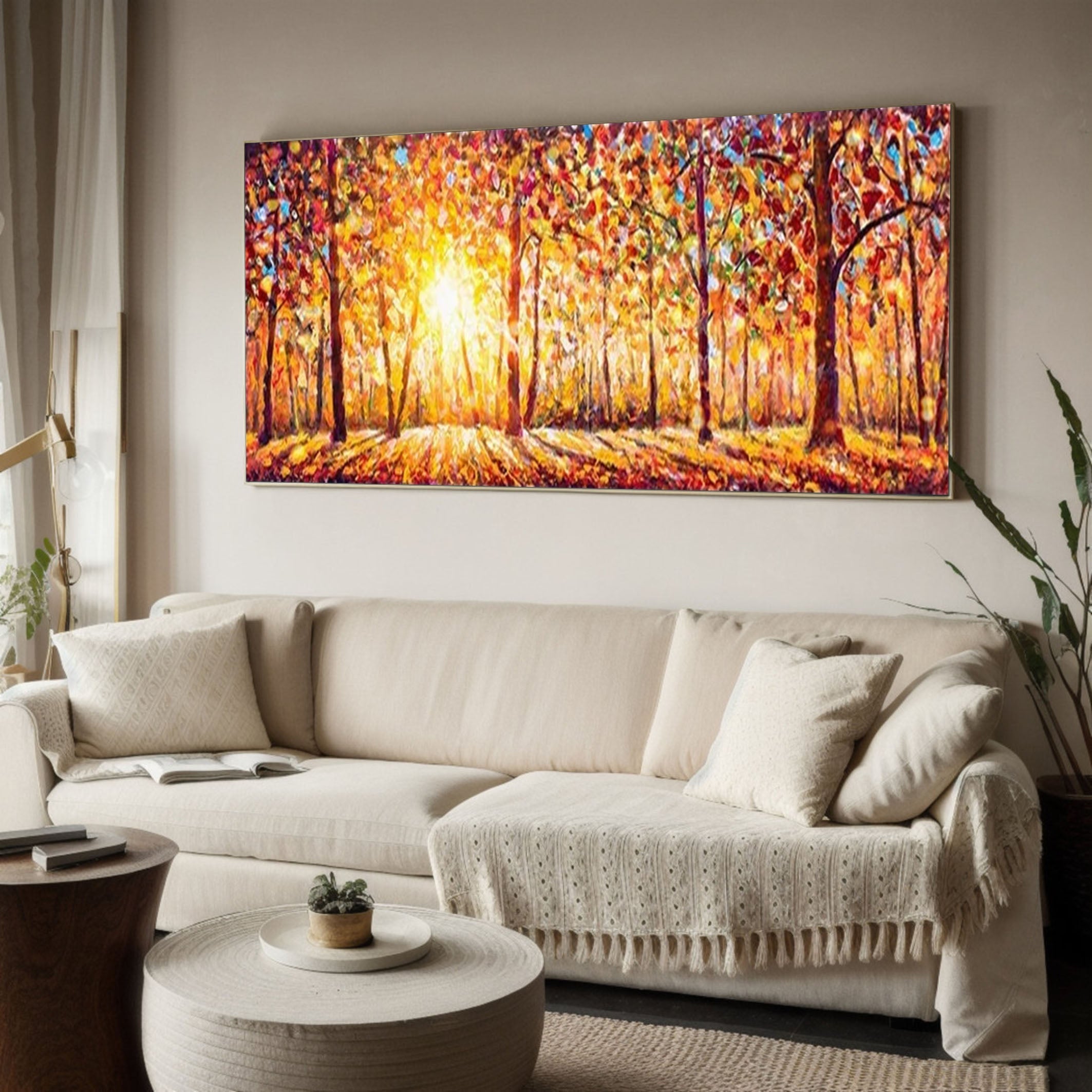 Vibrant Autumn Forest Painting for Modern Interiors #TP041