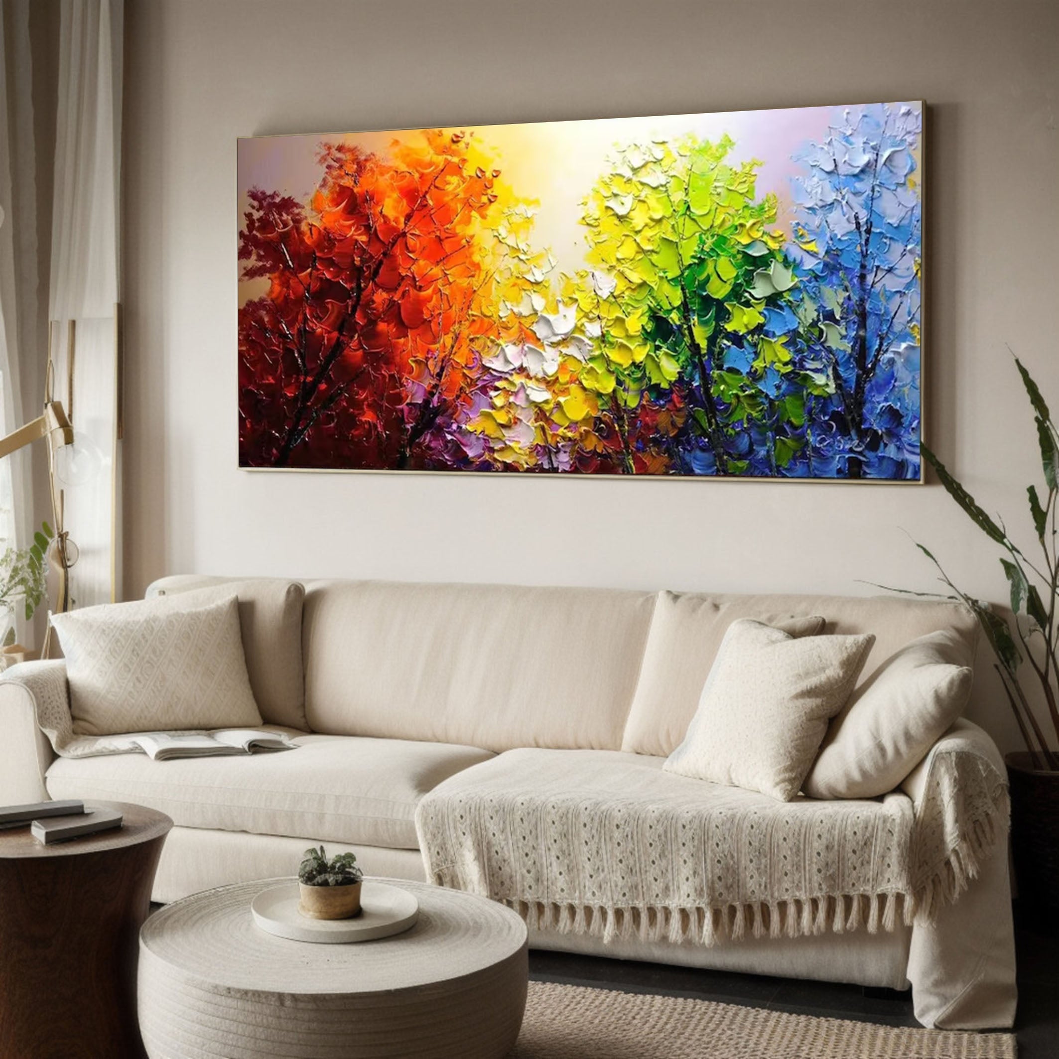 Vibrant Abstract Forest Painting for Modern Interiors #TP047