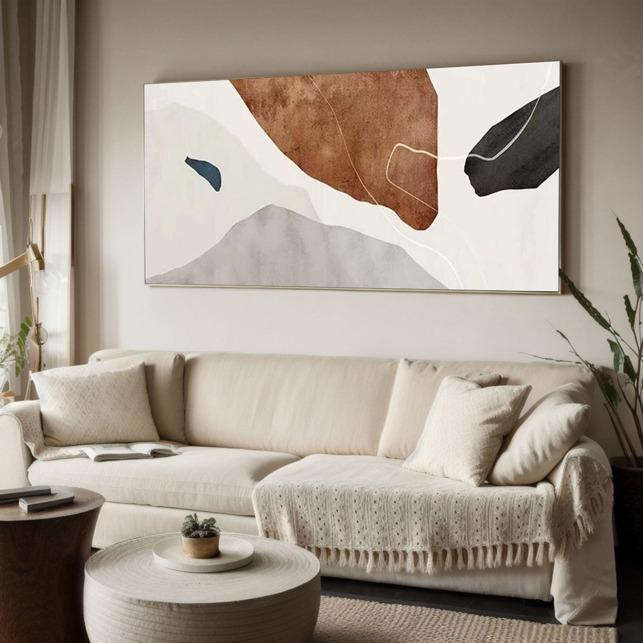 Large Contemporary Wall Art in Warm Neutral Shades #MC030