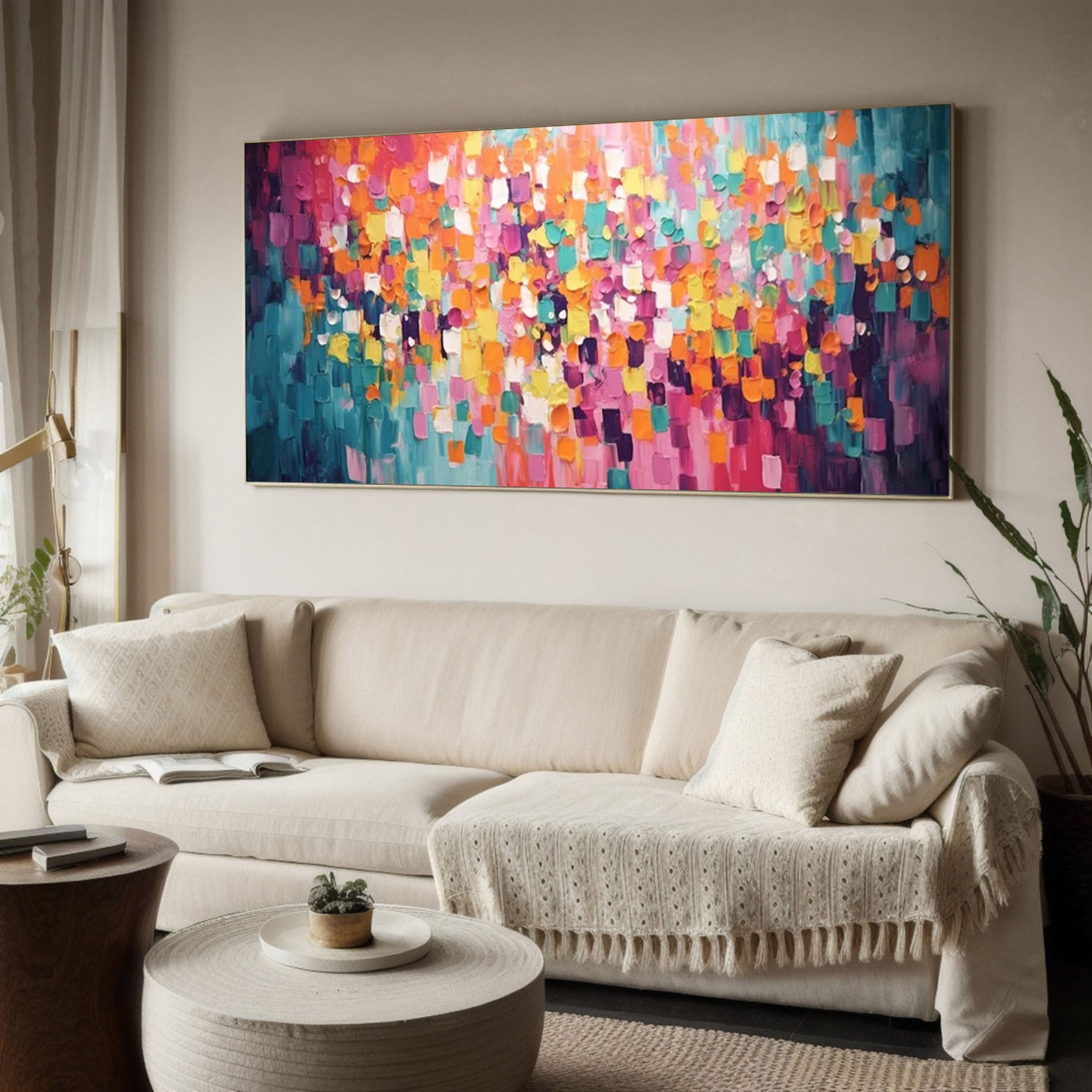 Bold Multicolor Abstract Canvas Modern Wall Art for Living Room #MM173