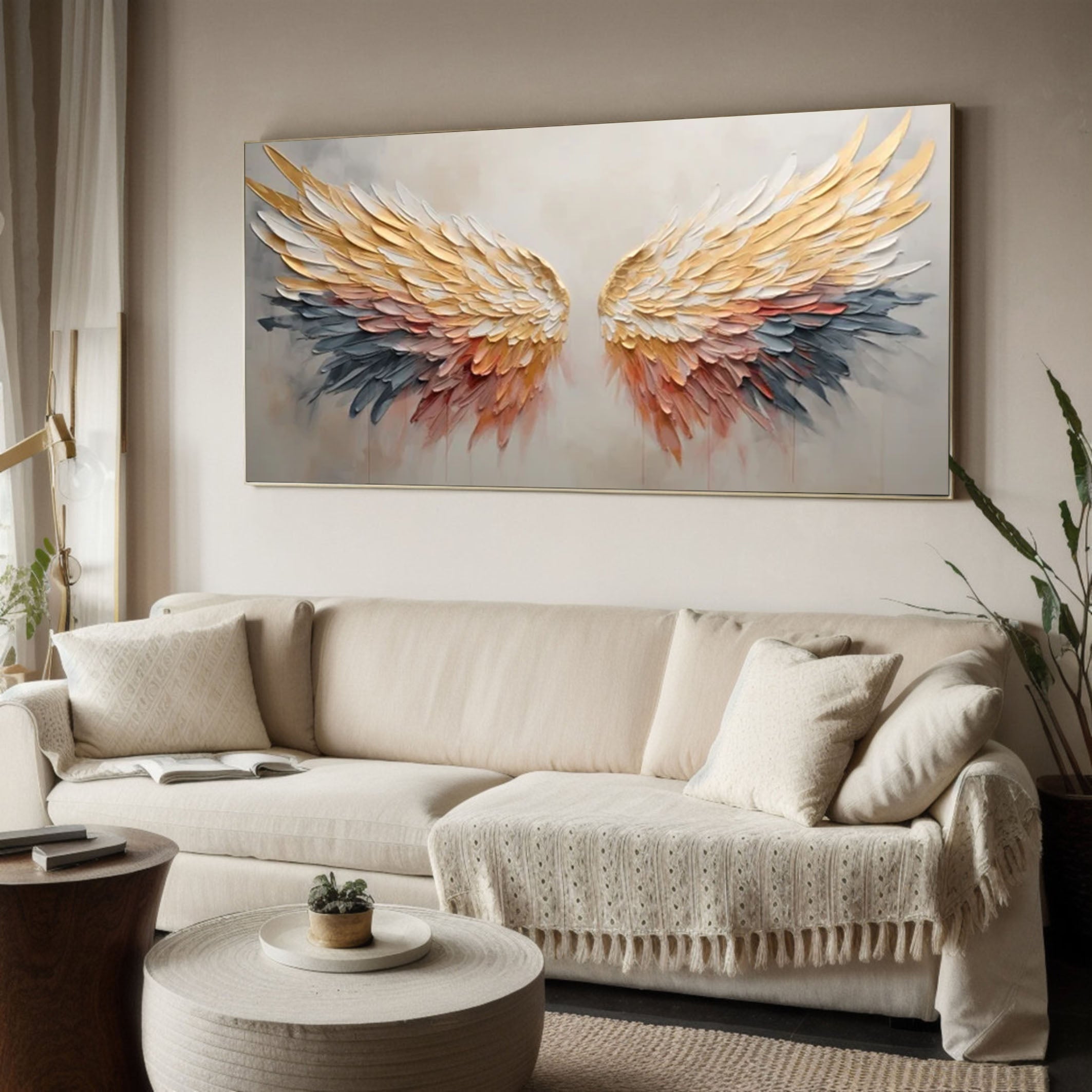 Colorful Angel Wings Canvas Large Abstract Wall Art #MM169