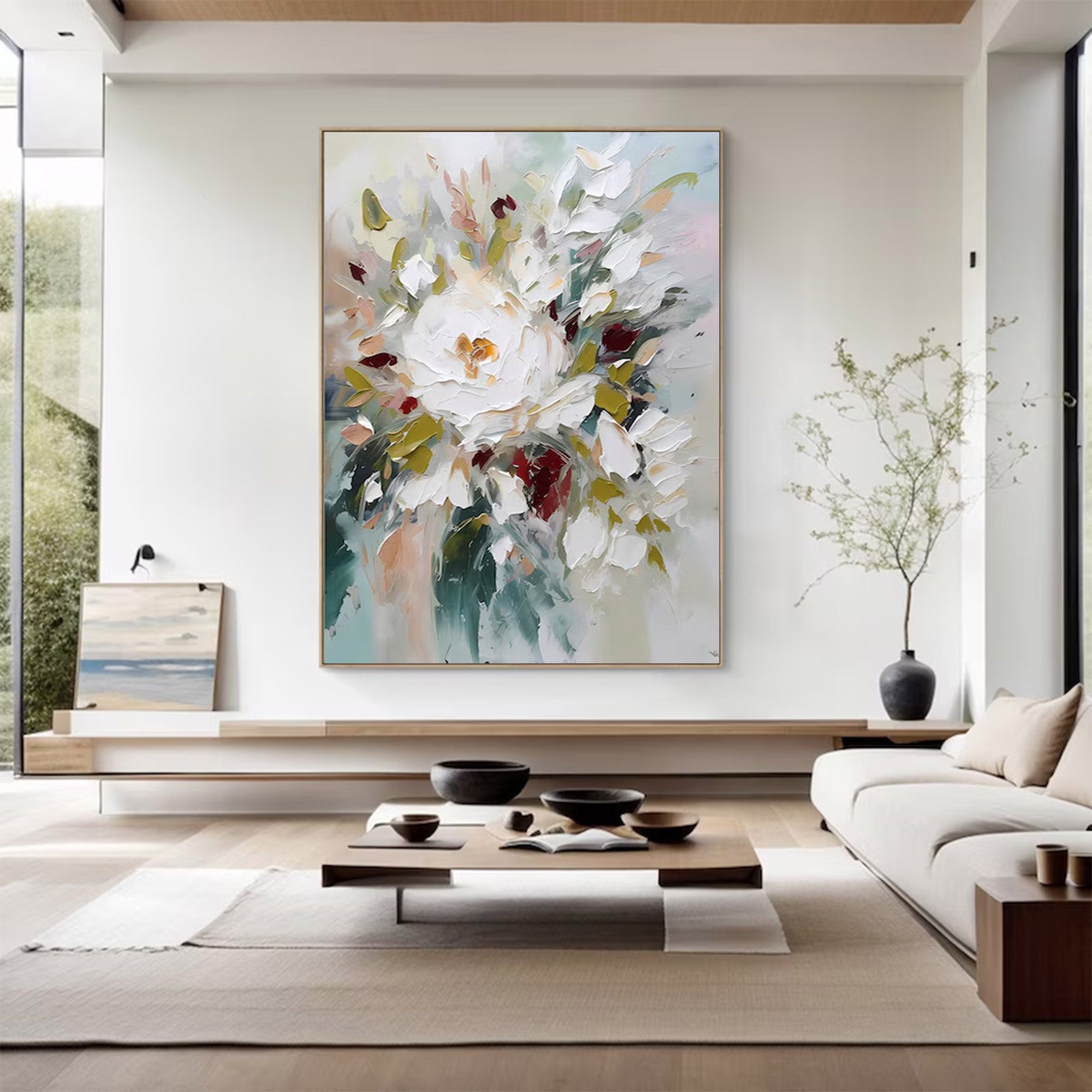 Large White Flower Canvas Art | KelorArt #AG 108