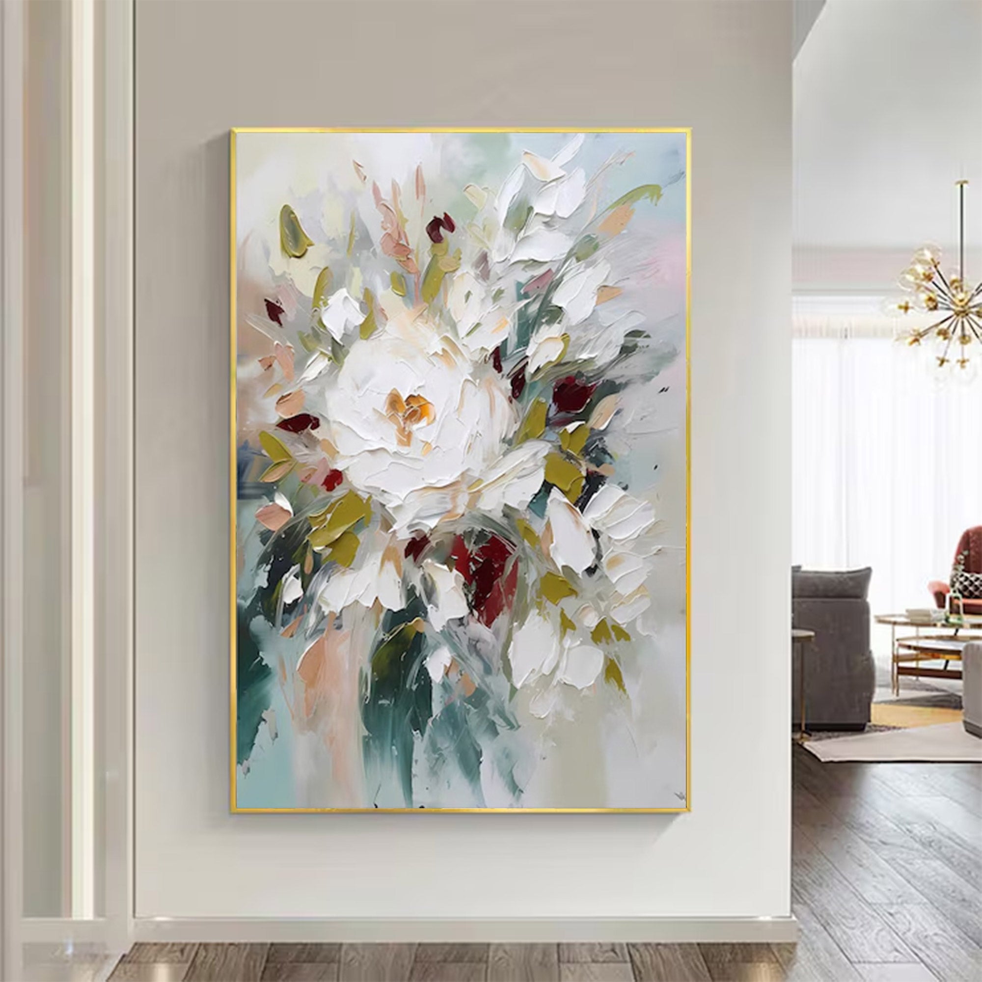 Large White Flower Canvas Art | KelorArt #AG 108