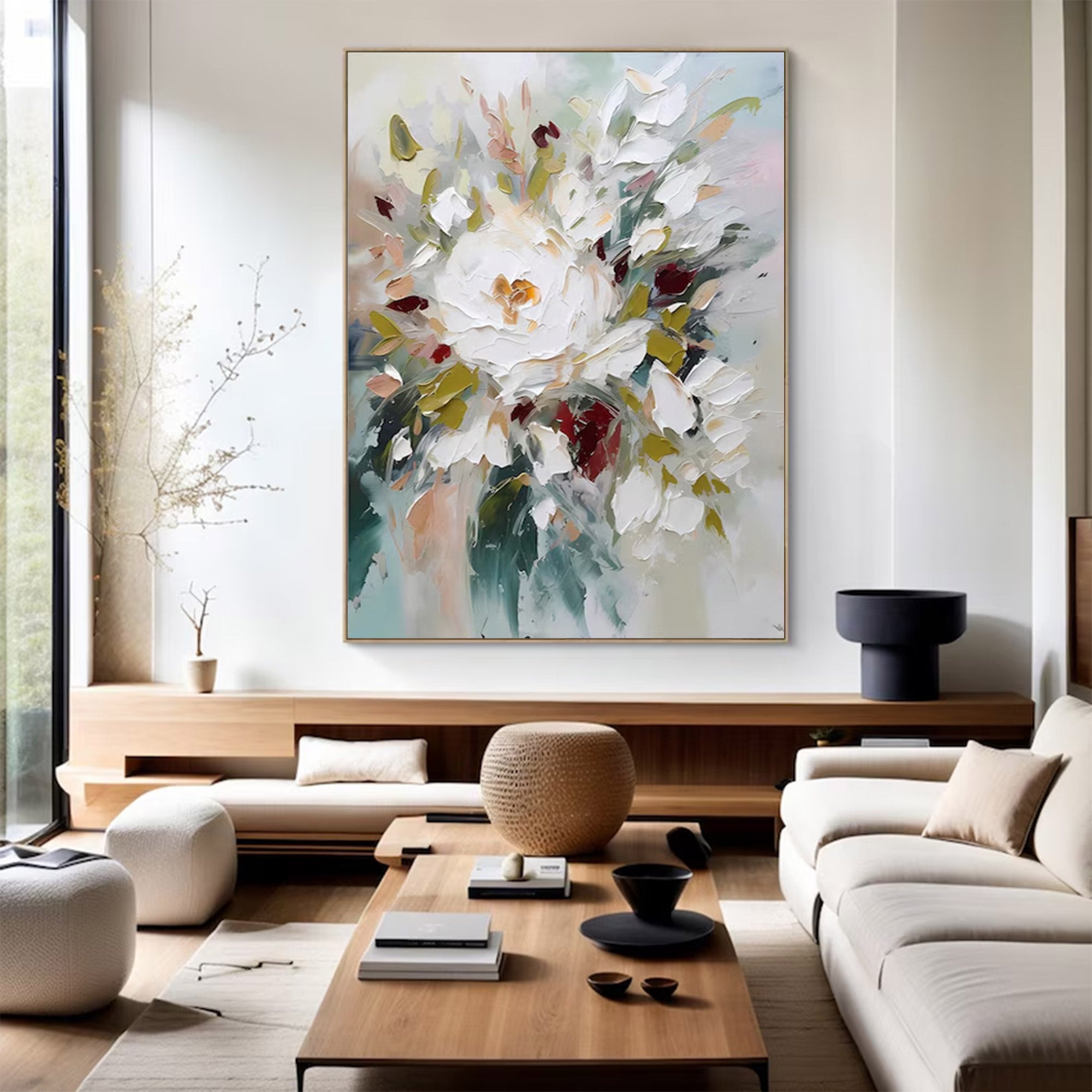 Large White Flower Canvas Art | KelorArt #AG 108