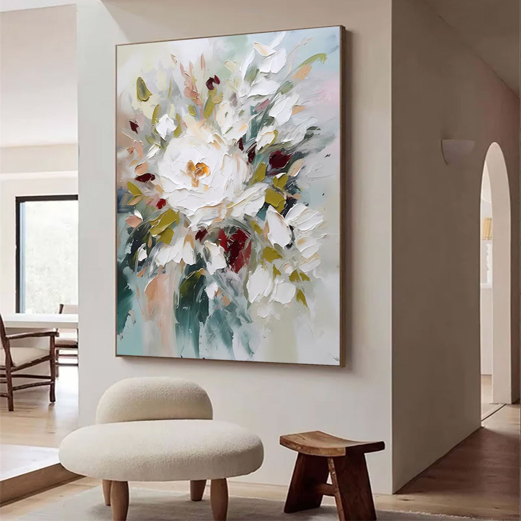 Large White Flower Canvas Art | KelorArt #AG 108