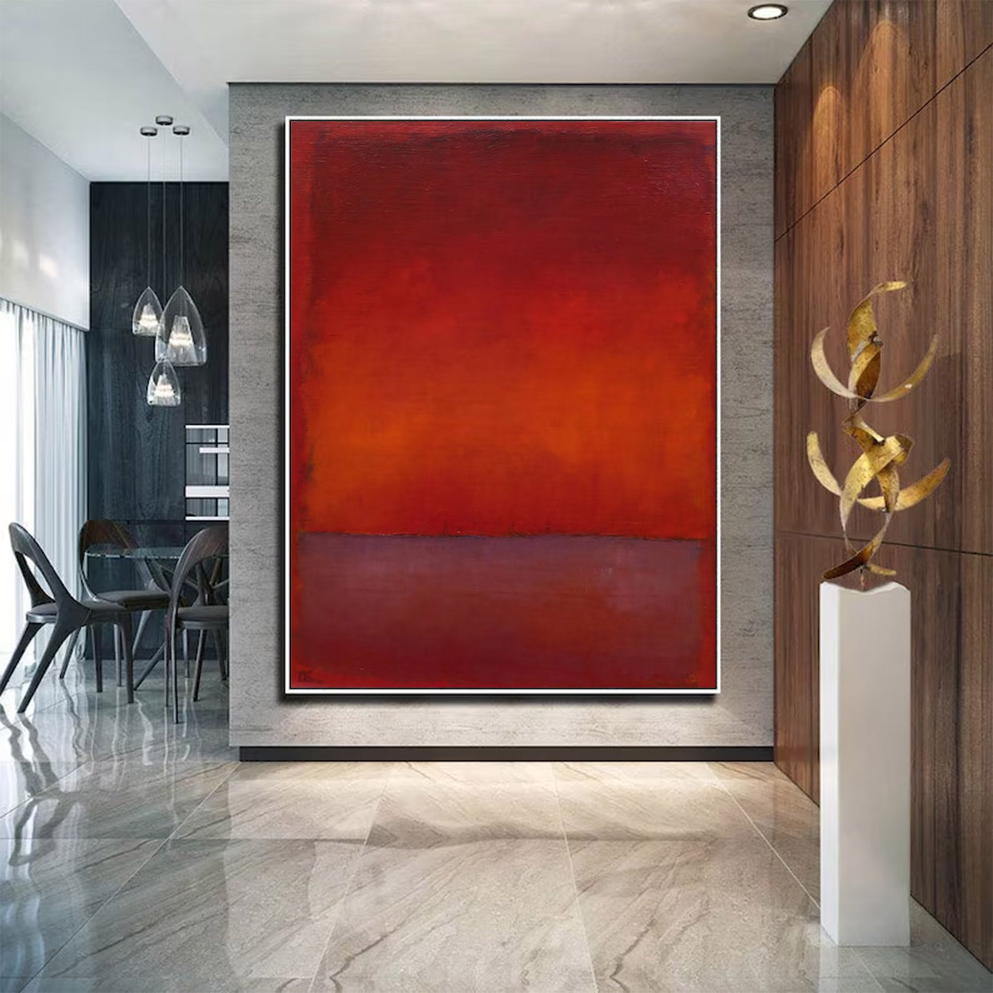 Large Modern Abstract Red Art | KelorArt #AG 142