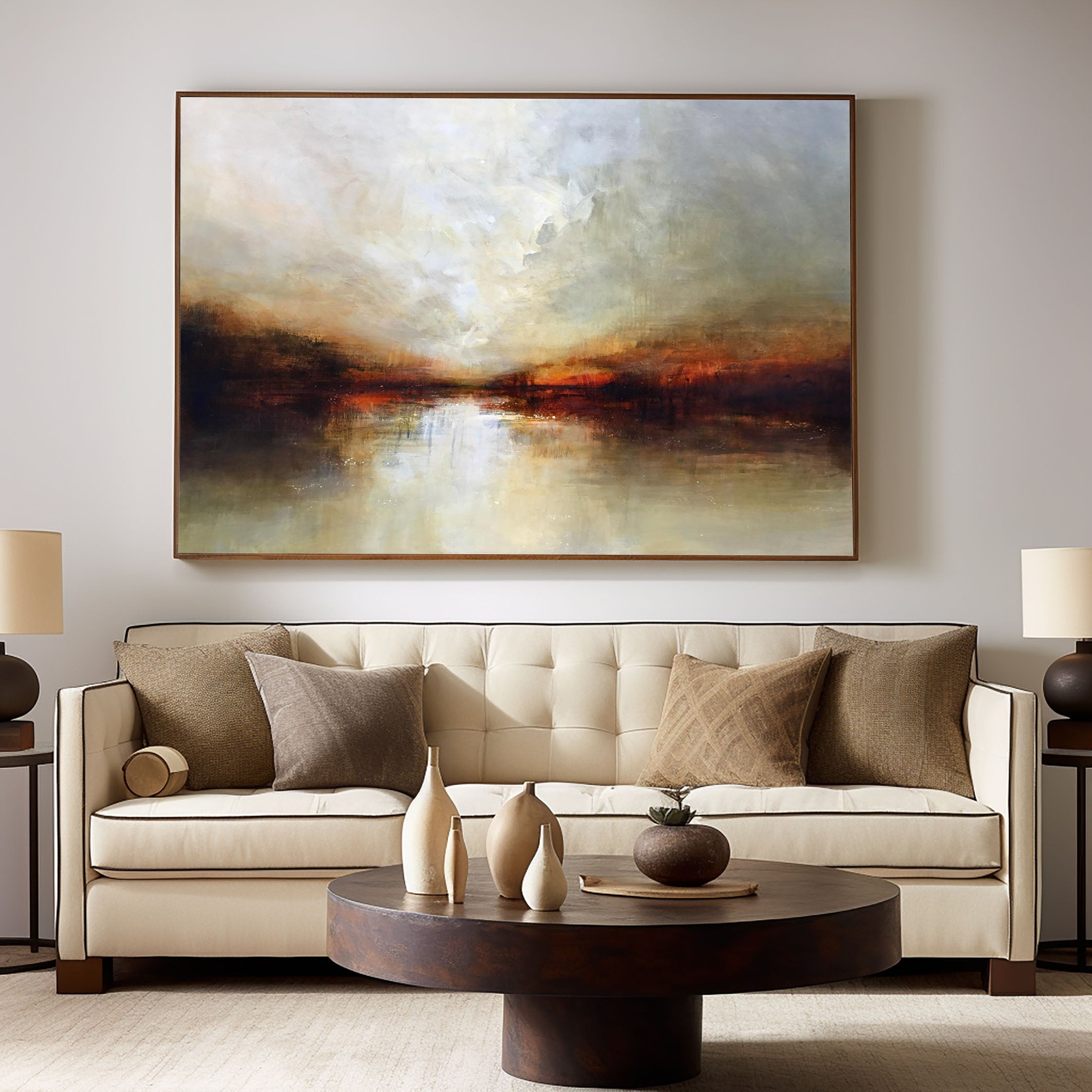 Abstract Landscape Artwork Warm Tones For Living Rooms #AB014