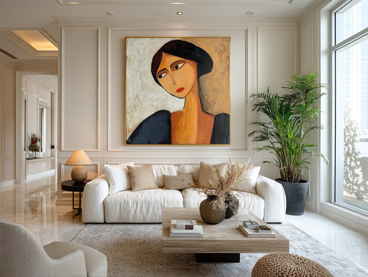 Modern Expressionist Portrait Bold Colors Canvas #AG 088