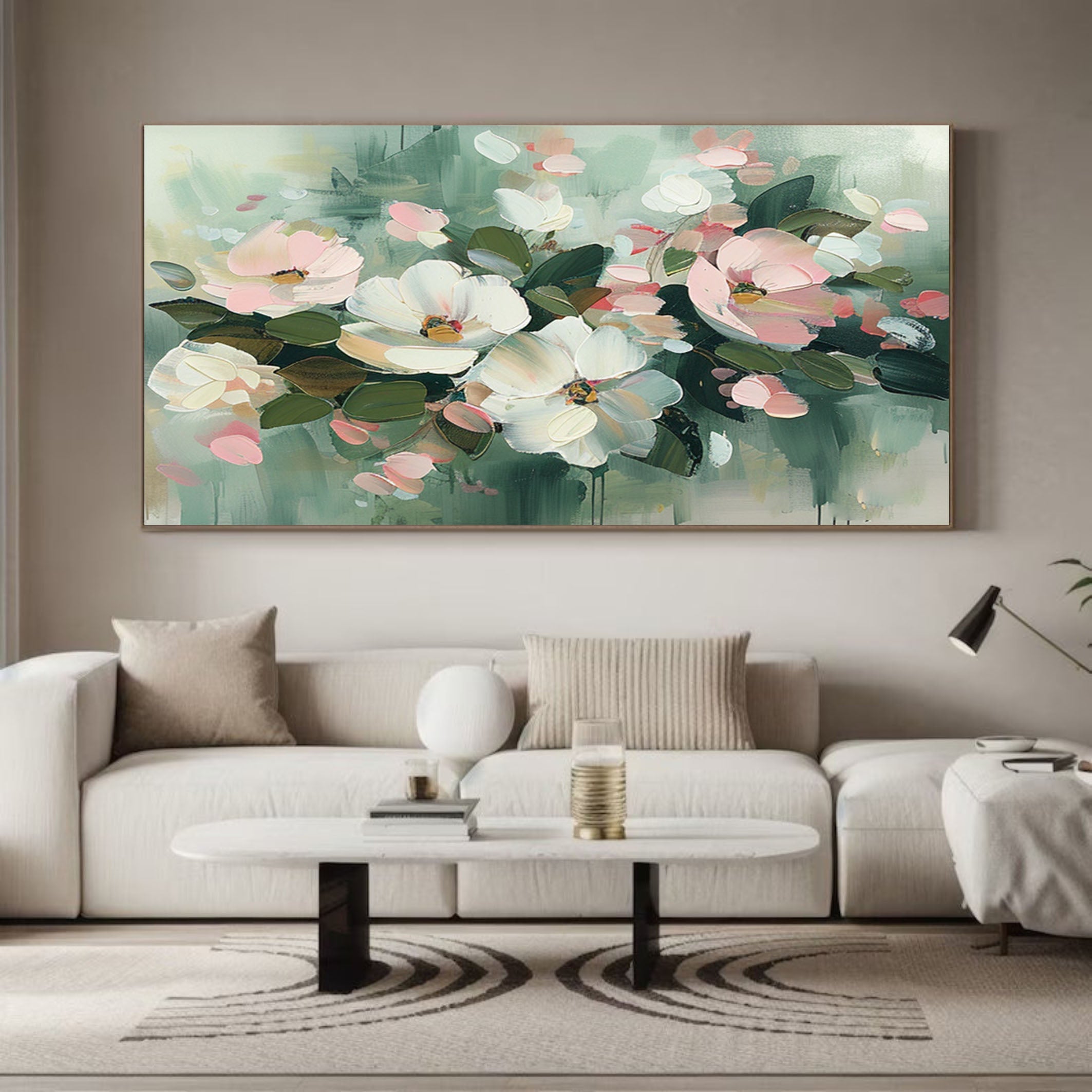 Vibrant Floral Wall Art Modern Abstract Flowers On Canvas #FB010