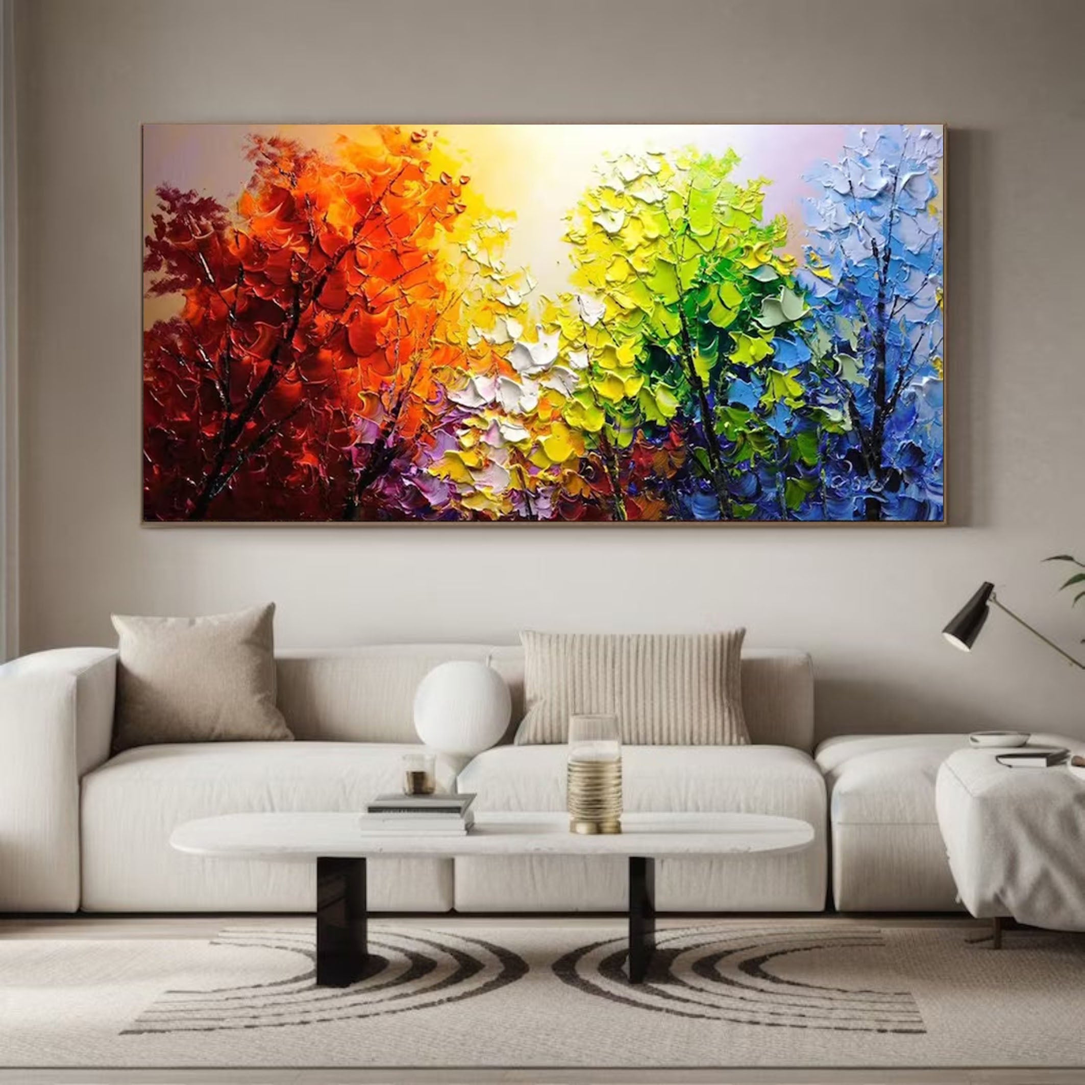 Vibrant Abstract Forest Painting for Modern Interiors #TP047