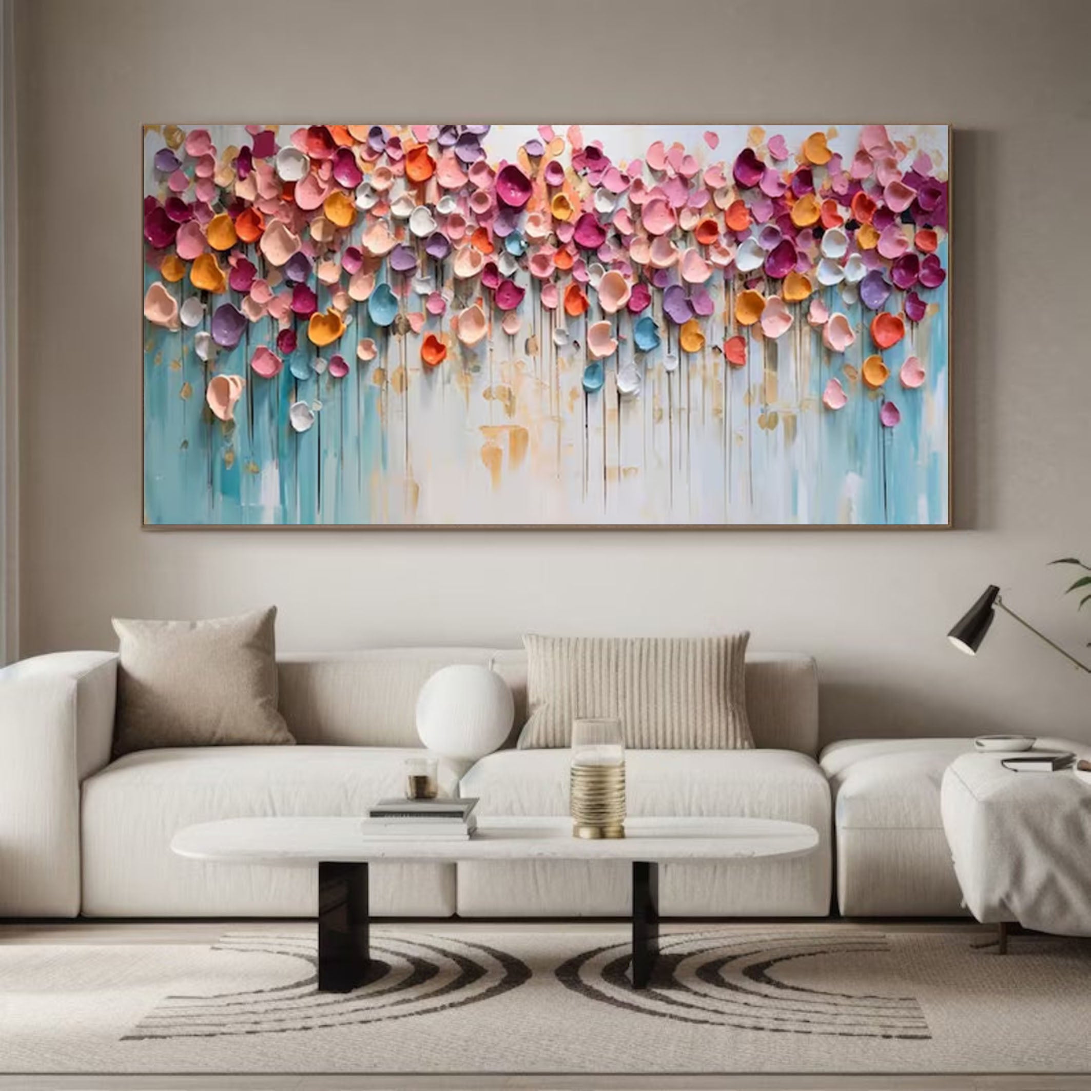 Textured Floral Abstract Art for Living Room #FB034