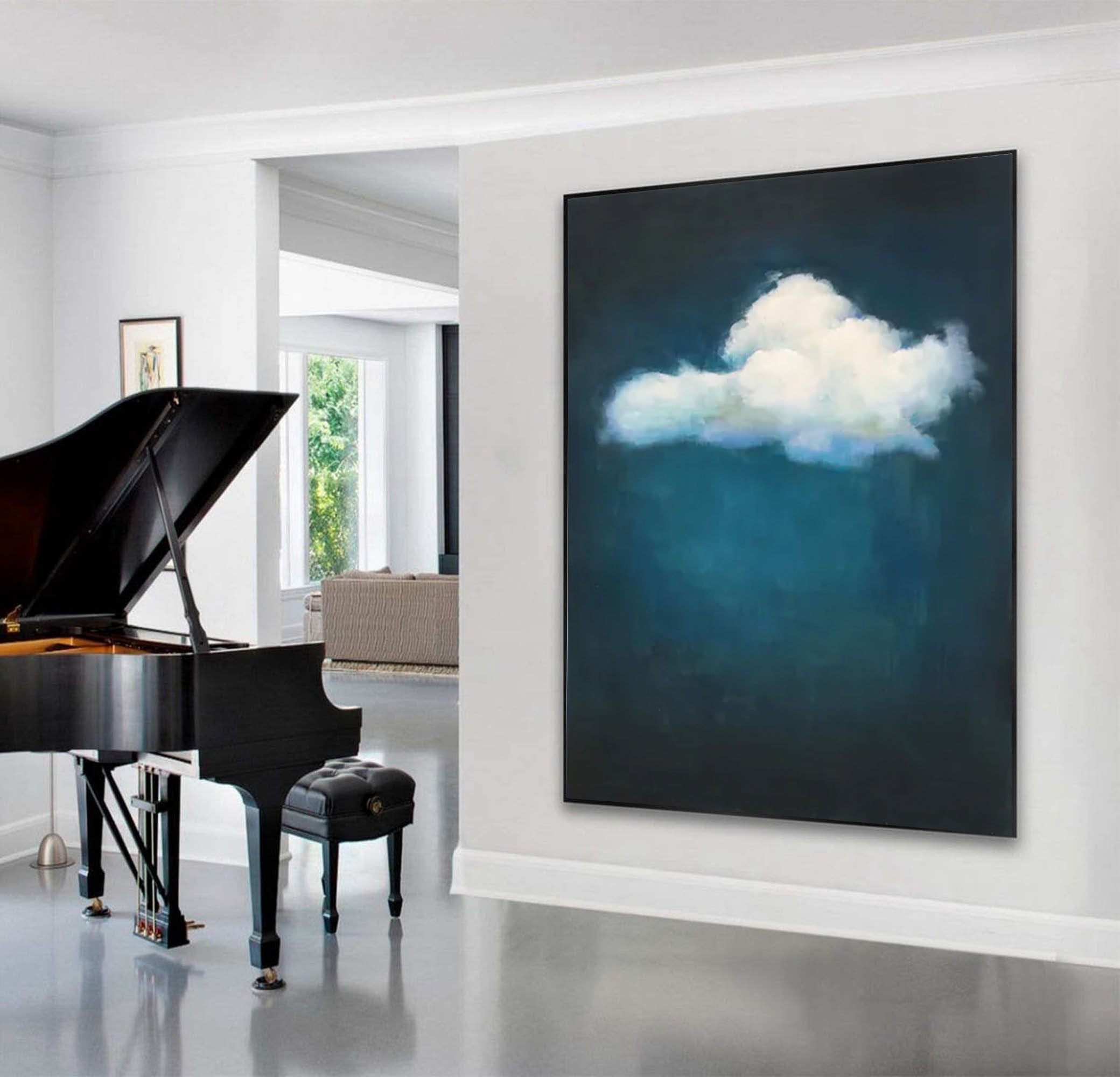 Dreamy Blue Gradient Wall Art with White Cloud #SP006