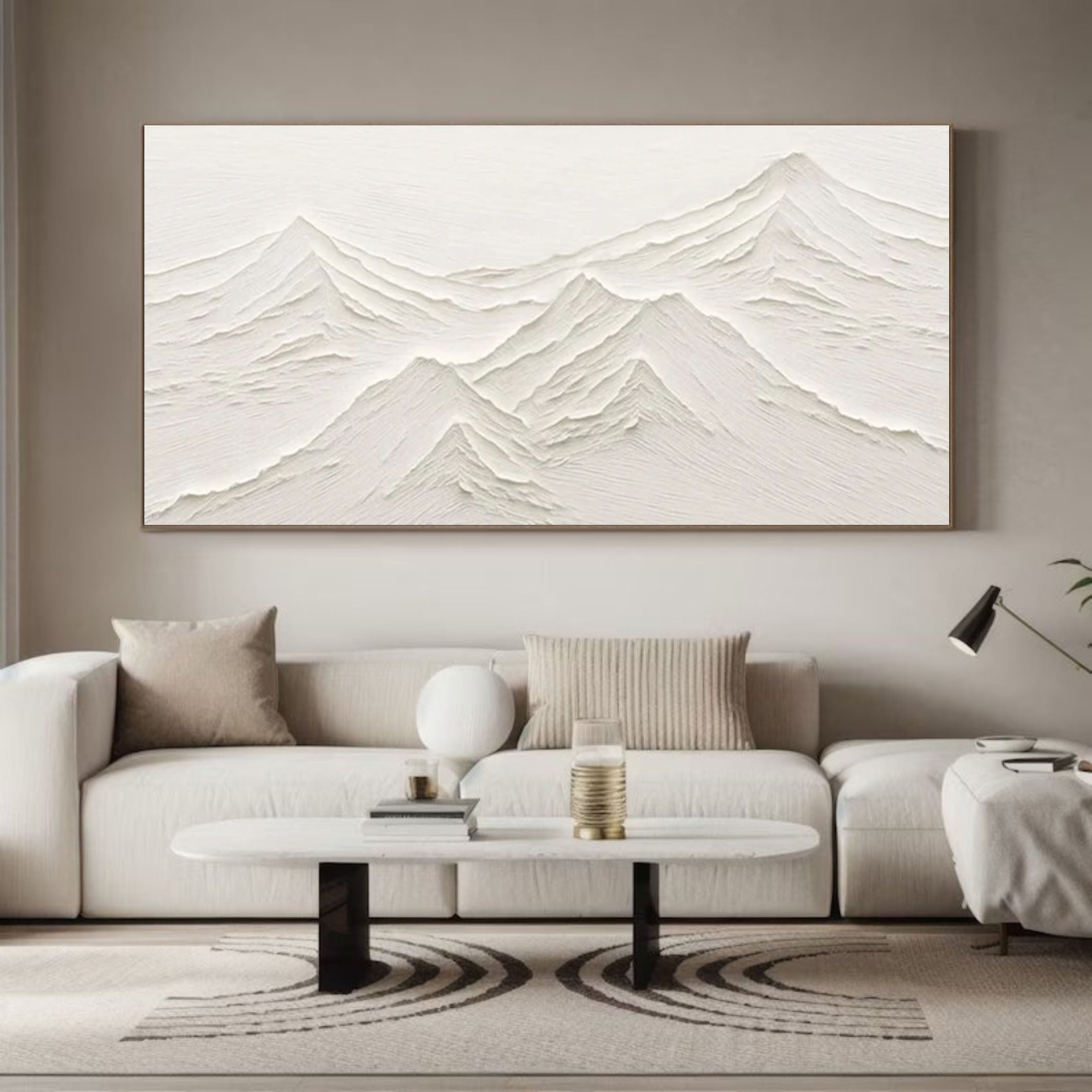 Serene Abstract White Mountain Painting for Modern Interiors #MM168