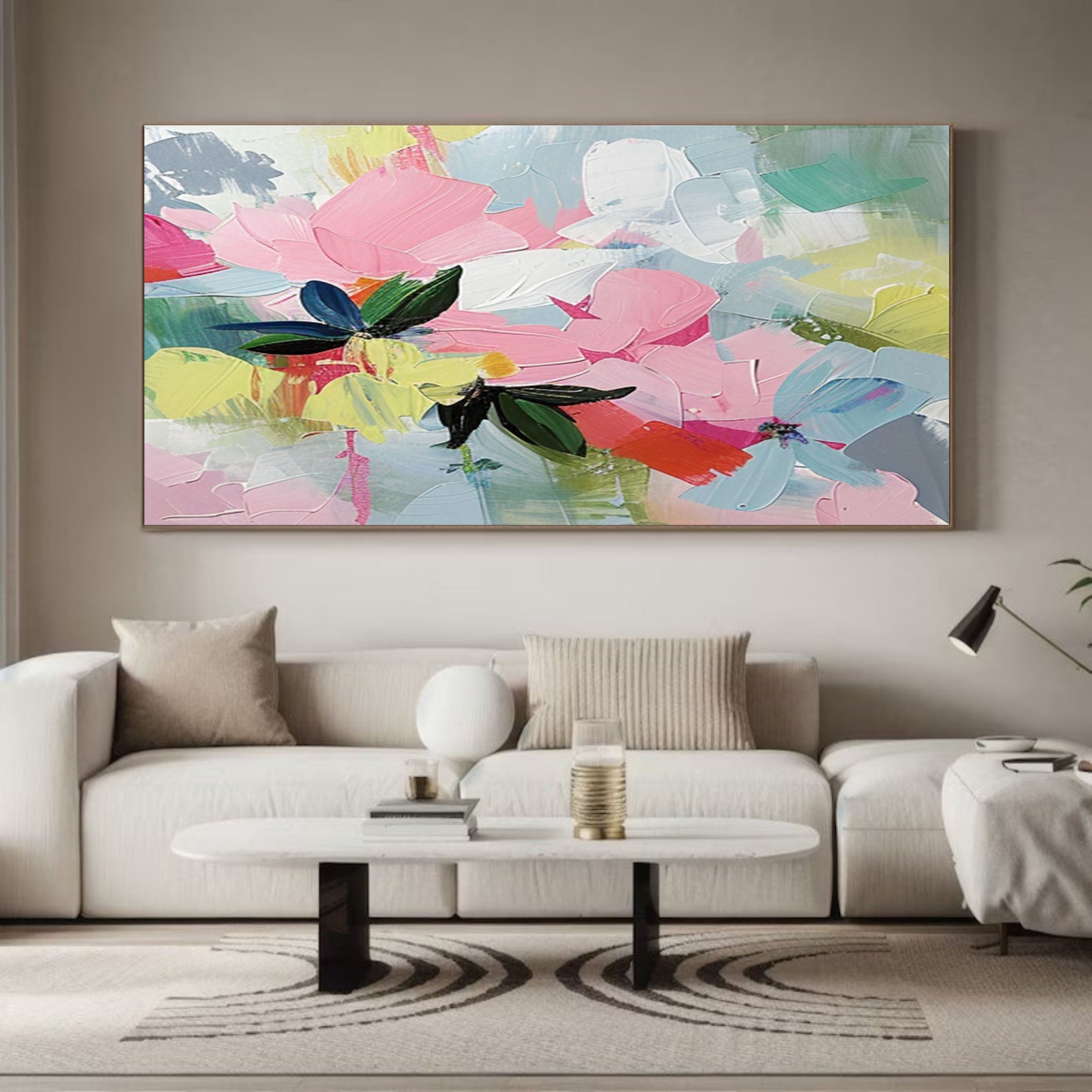 Modern Abstract Flower Painting for Living Room Walls #FB015