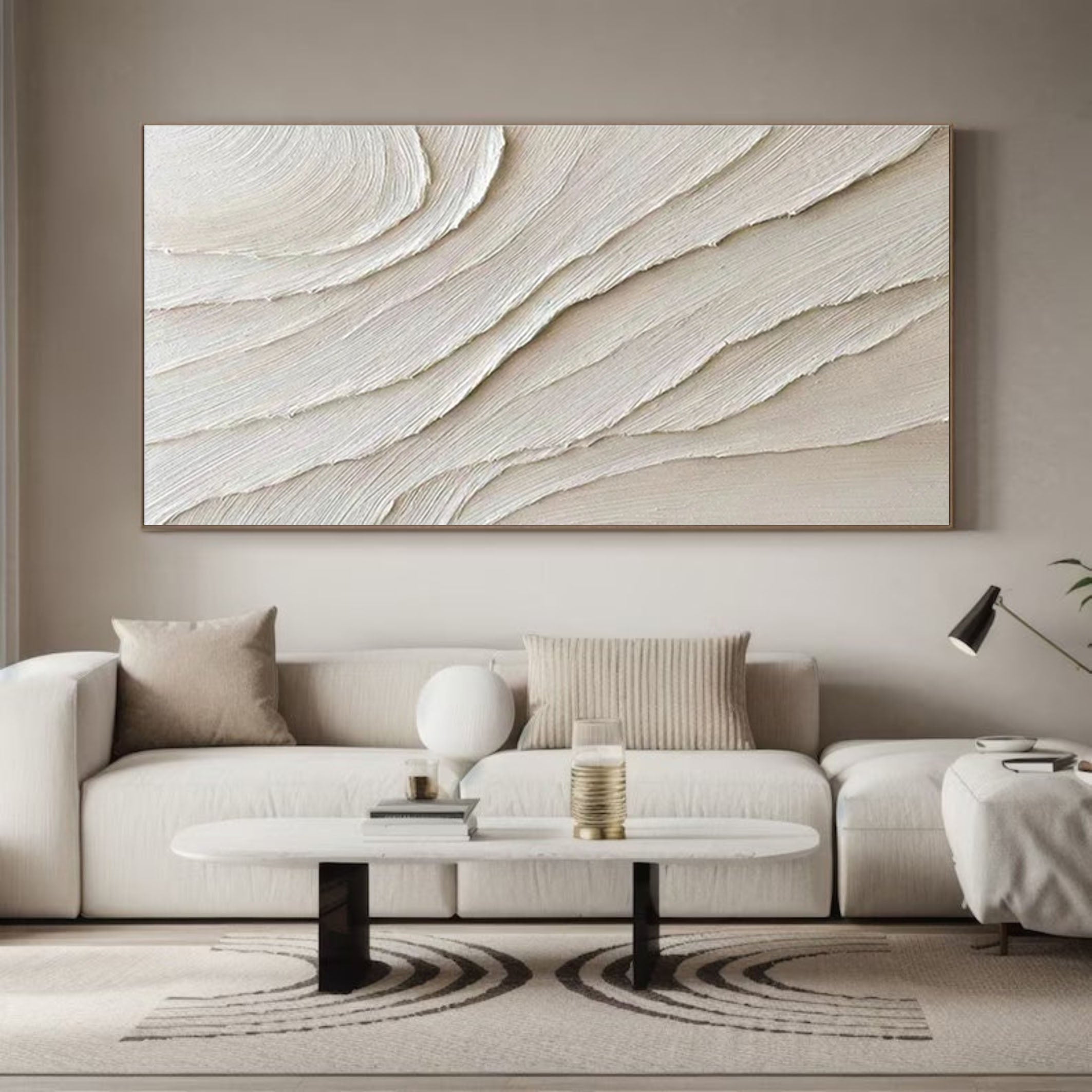 Large Textured Neutral Canvas Modern Minimalist Wall Art #OP065