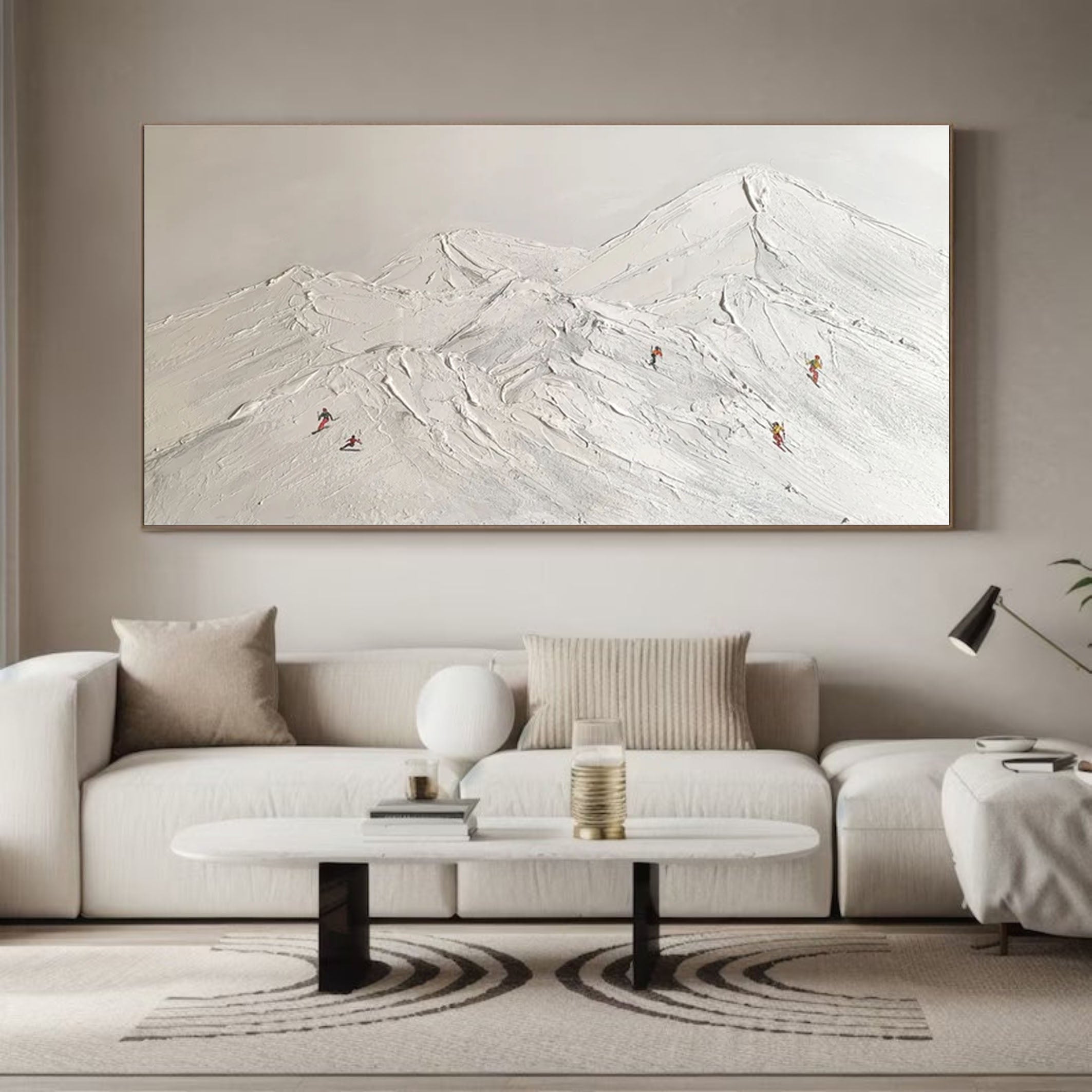 Elegant Skiing Landscape Painting with White Mountain for Home Decor #SPA004