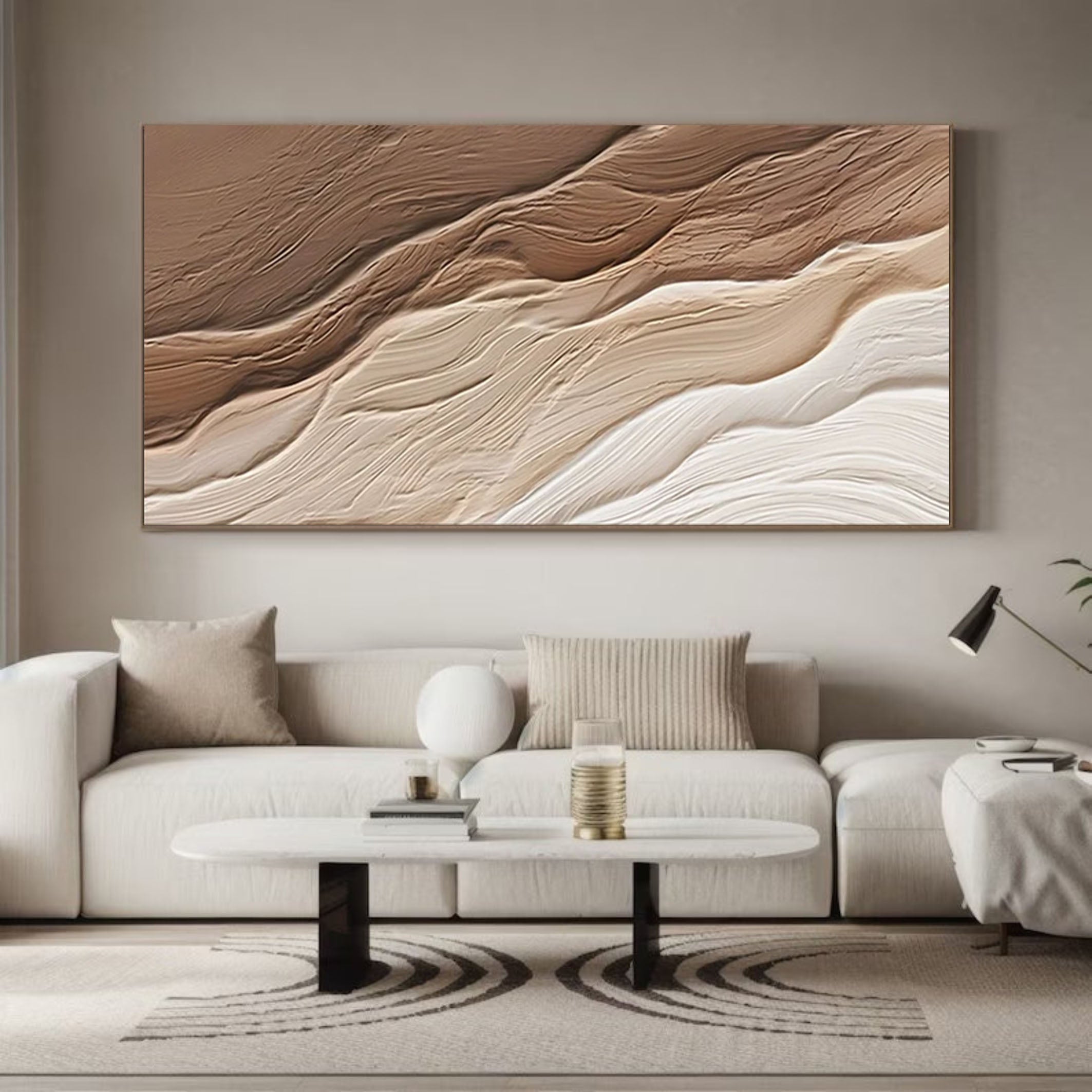 Abstract Neutral Wall Art Oversize Textured Canvas Decor #OP061